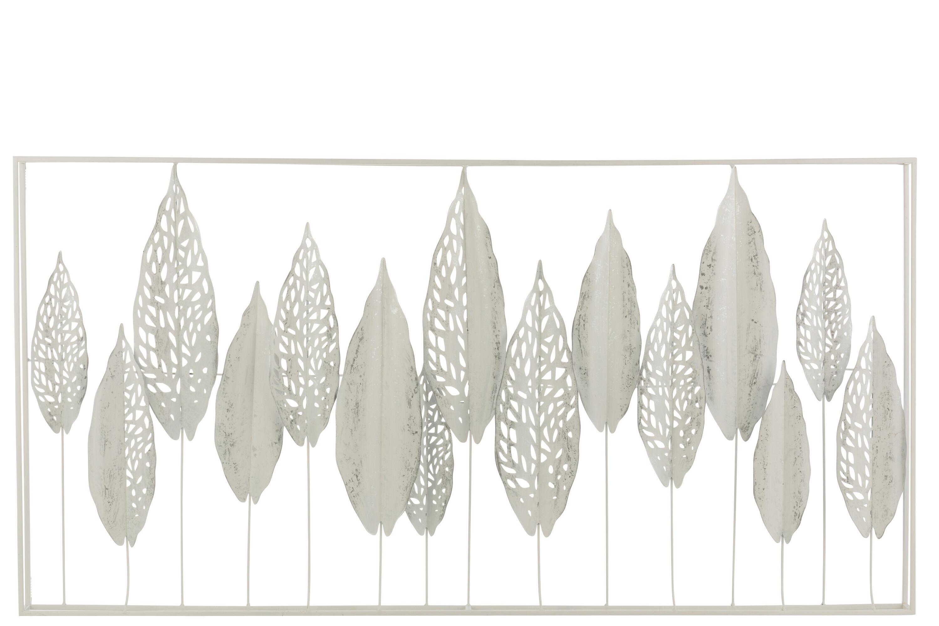 DECO MUR FEUILLE METAL BLANC