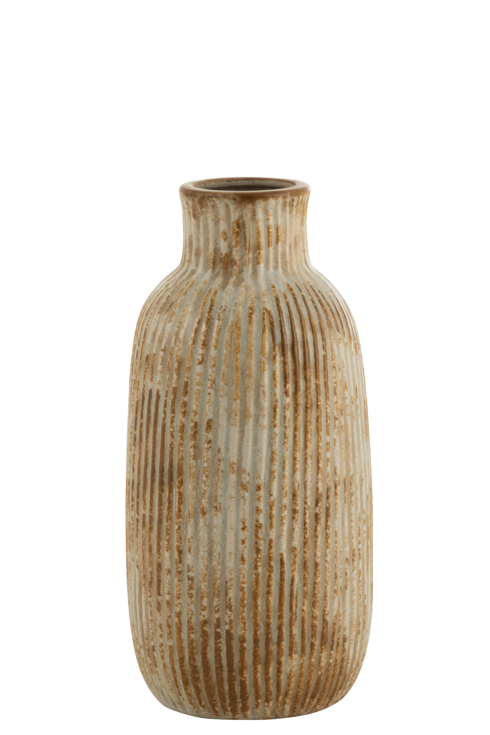 VASE RAYURES RELIEF CER OCRE L