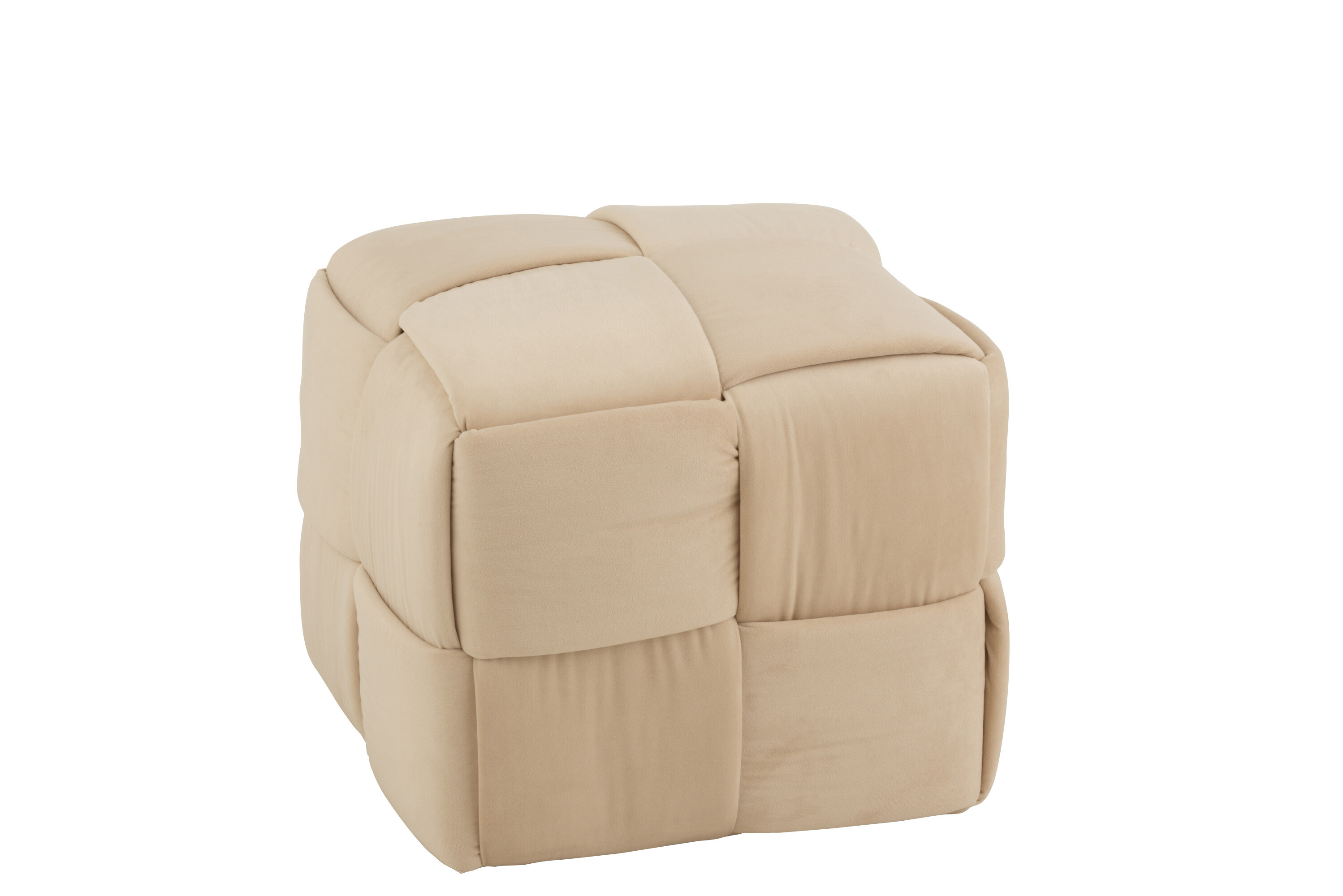 POUF 1P TEX/BOIS BEIGE