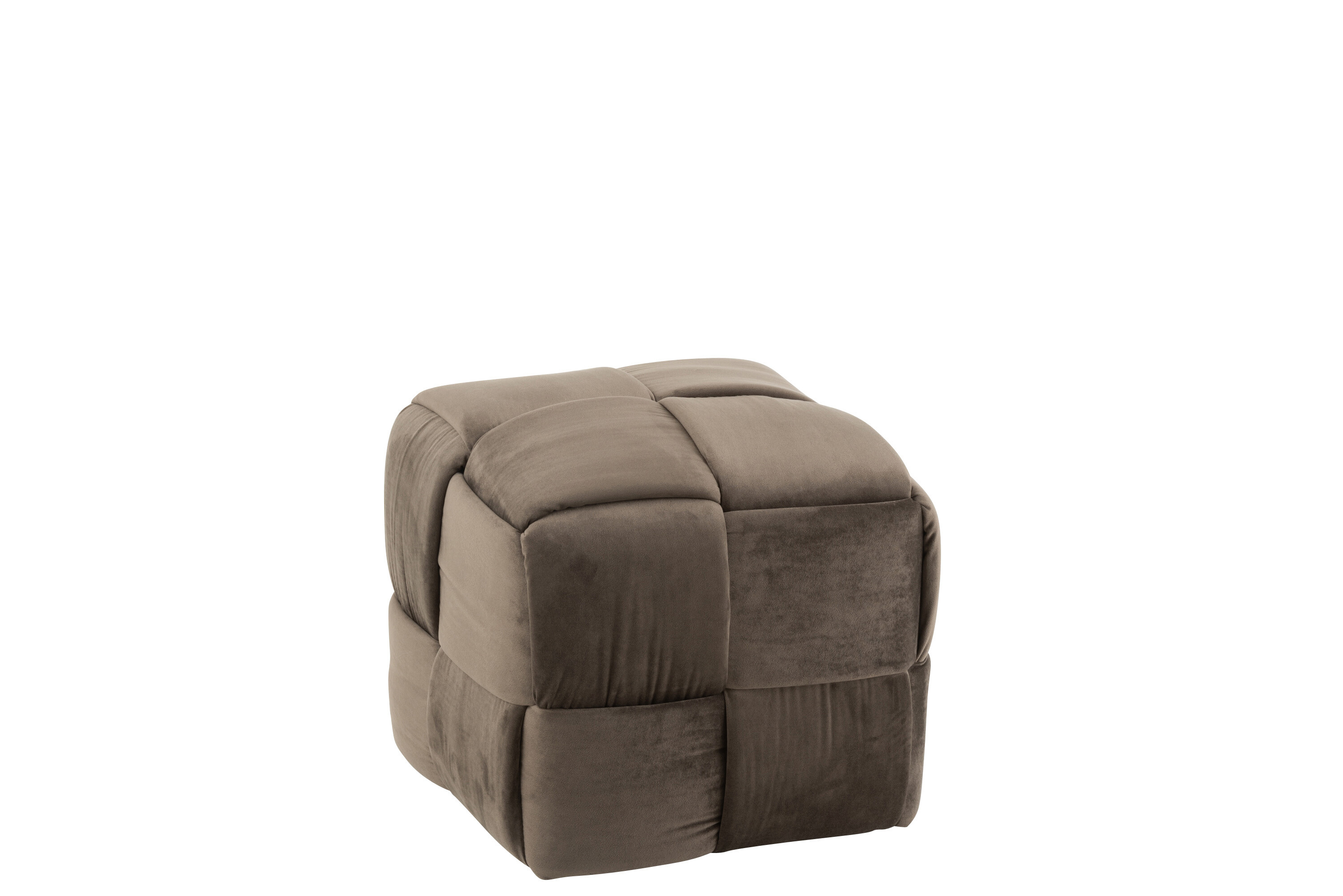 POUF 1P TEXTILE/BOIS GRIS FON