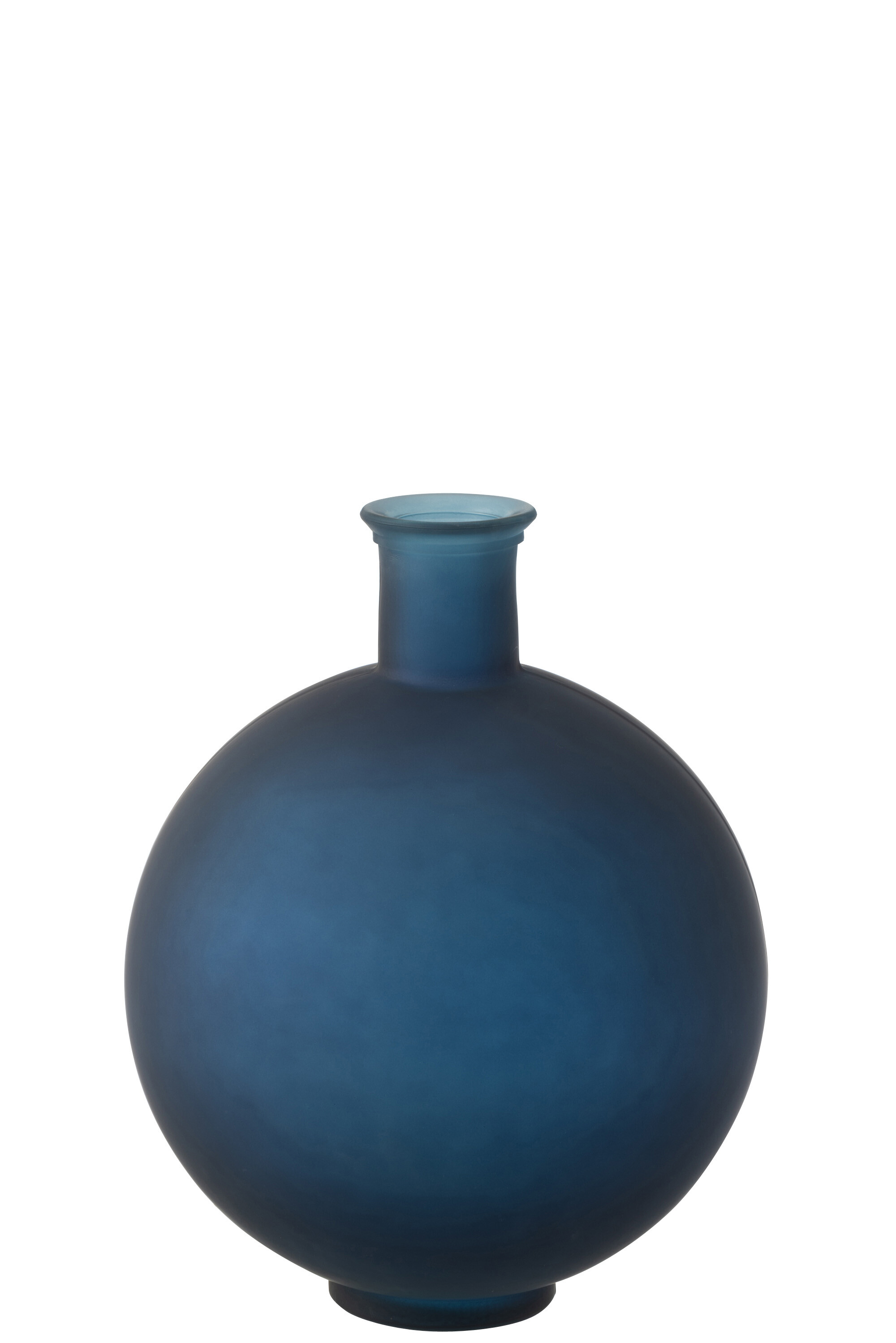 VASE BOULE VERRE MAT BLEU L