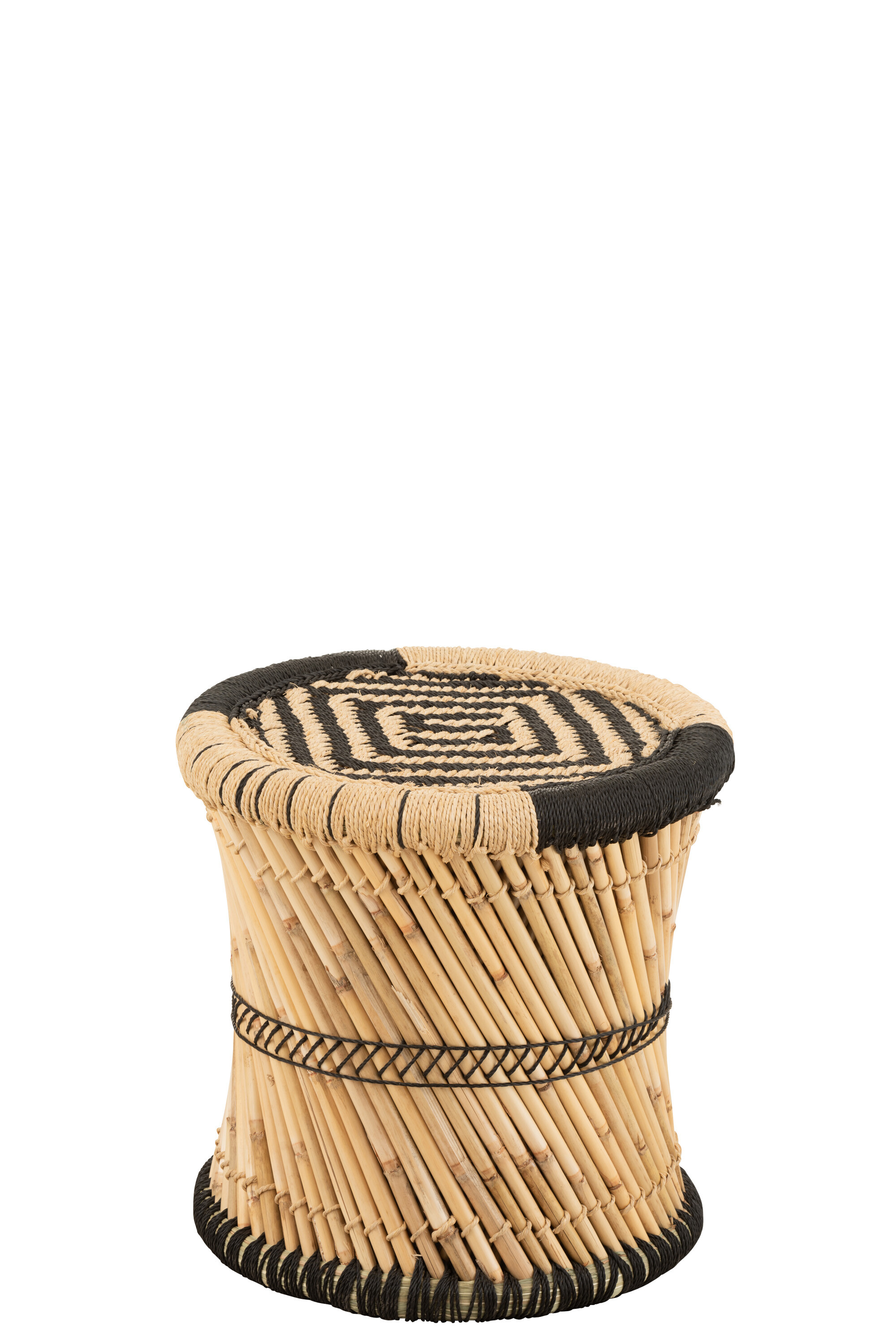 TABOURET MOTIF BAMBOU NAT/NOIR