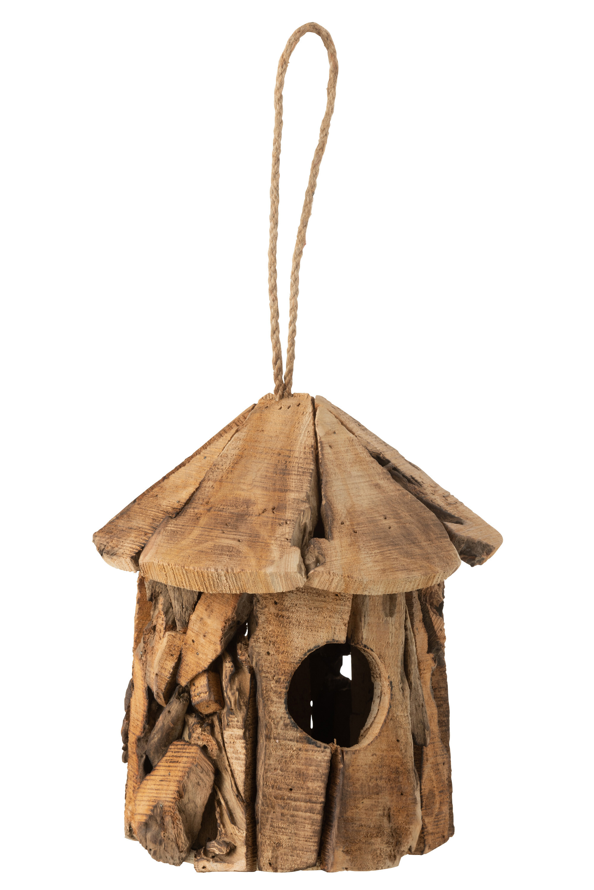 BIRD HOUSE ROUND WOOD BROWN