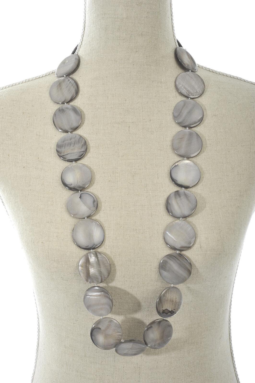 COLLIER COQUILLAGE PLAT GRIS