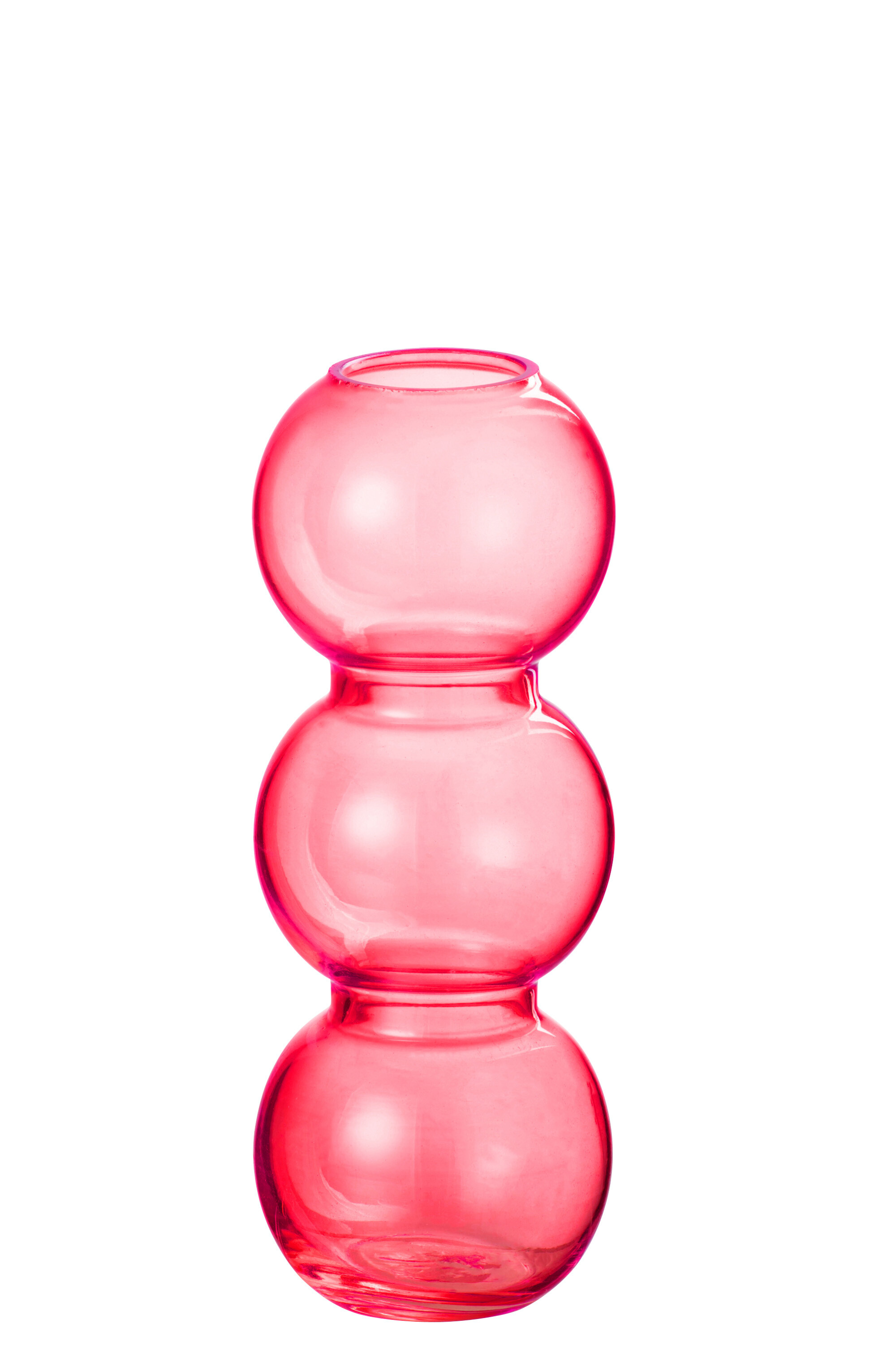 VASE BOULES VERRE ROSE FONCE S