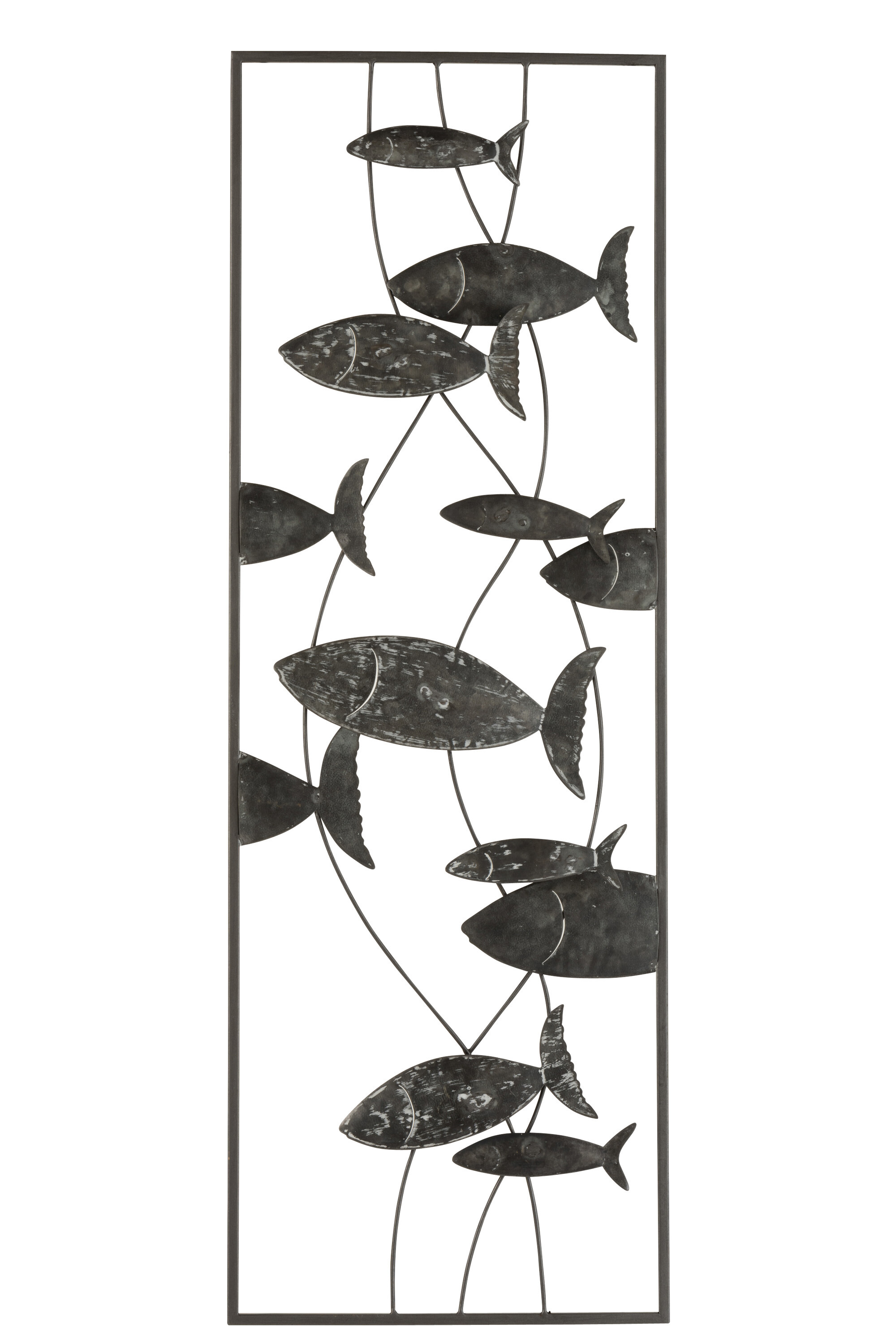 DECO MUR POISSON CERC MET GRIS