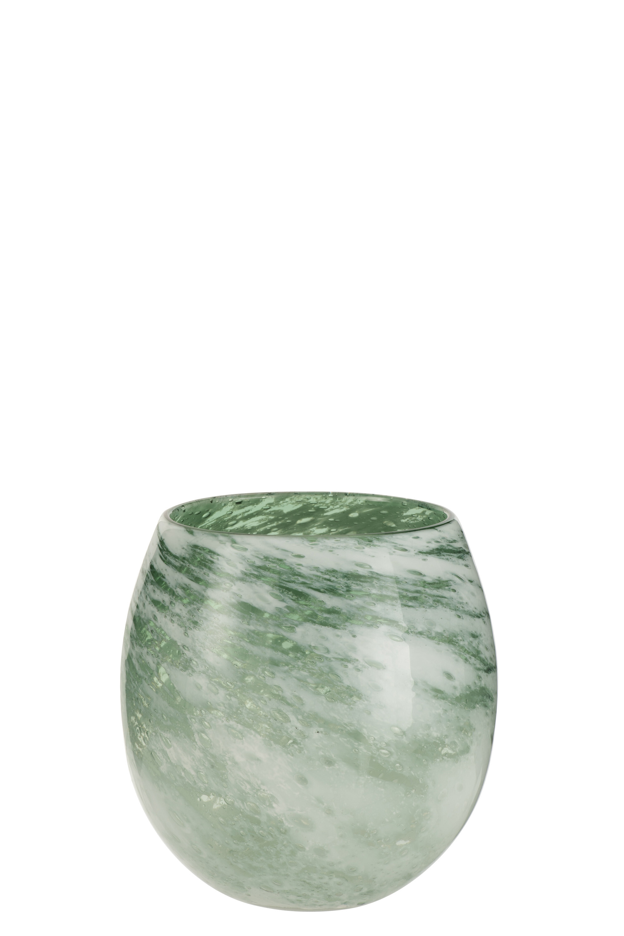 VASE ROND VERRE VERT/BLANC S