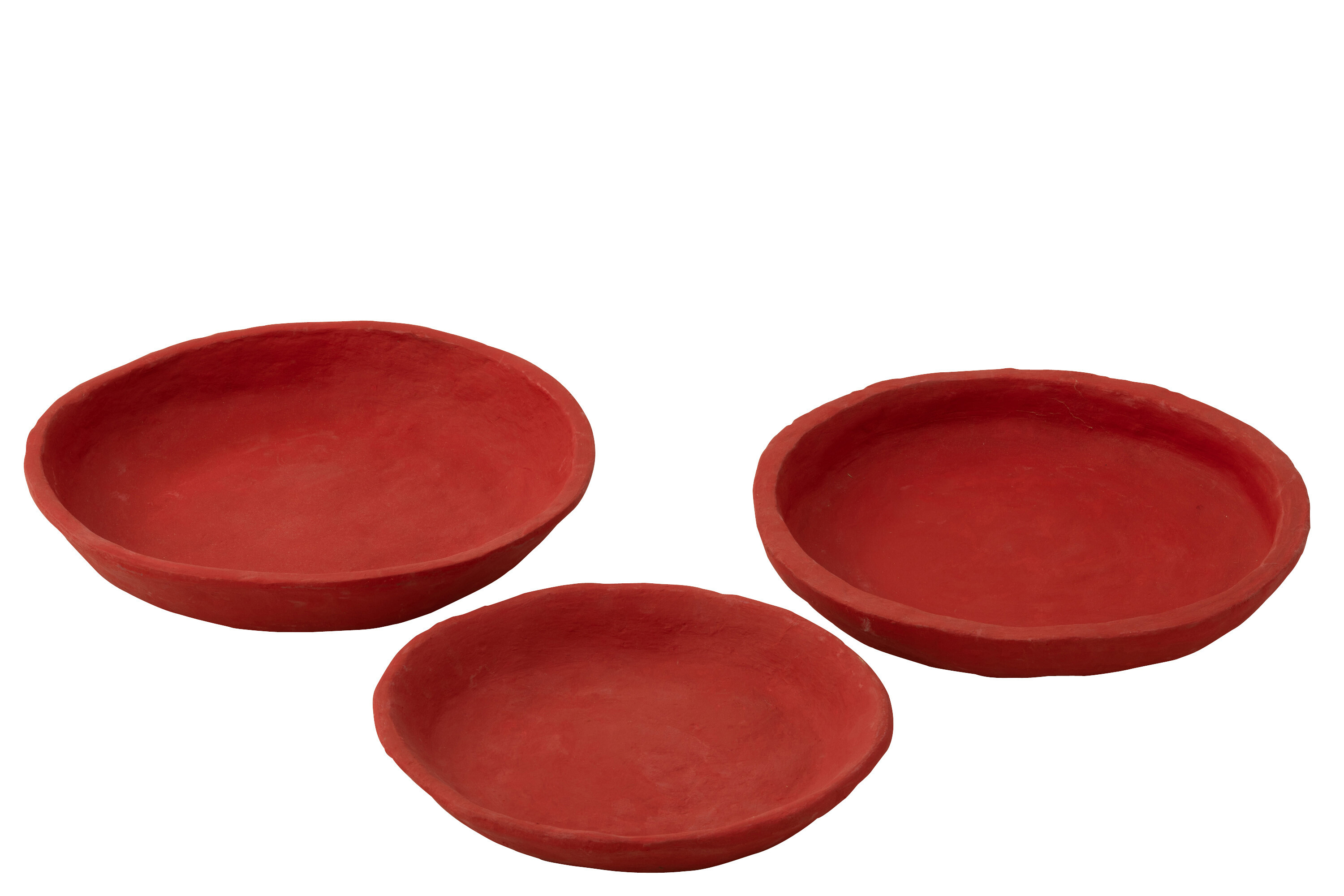 SET 3 PLATS PAPIER MACHE ROUGE