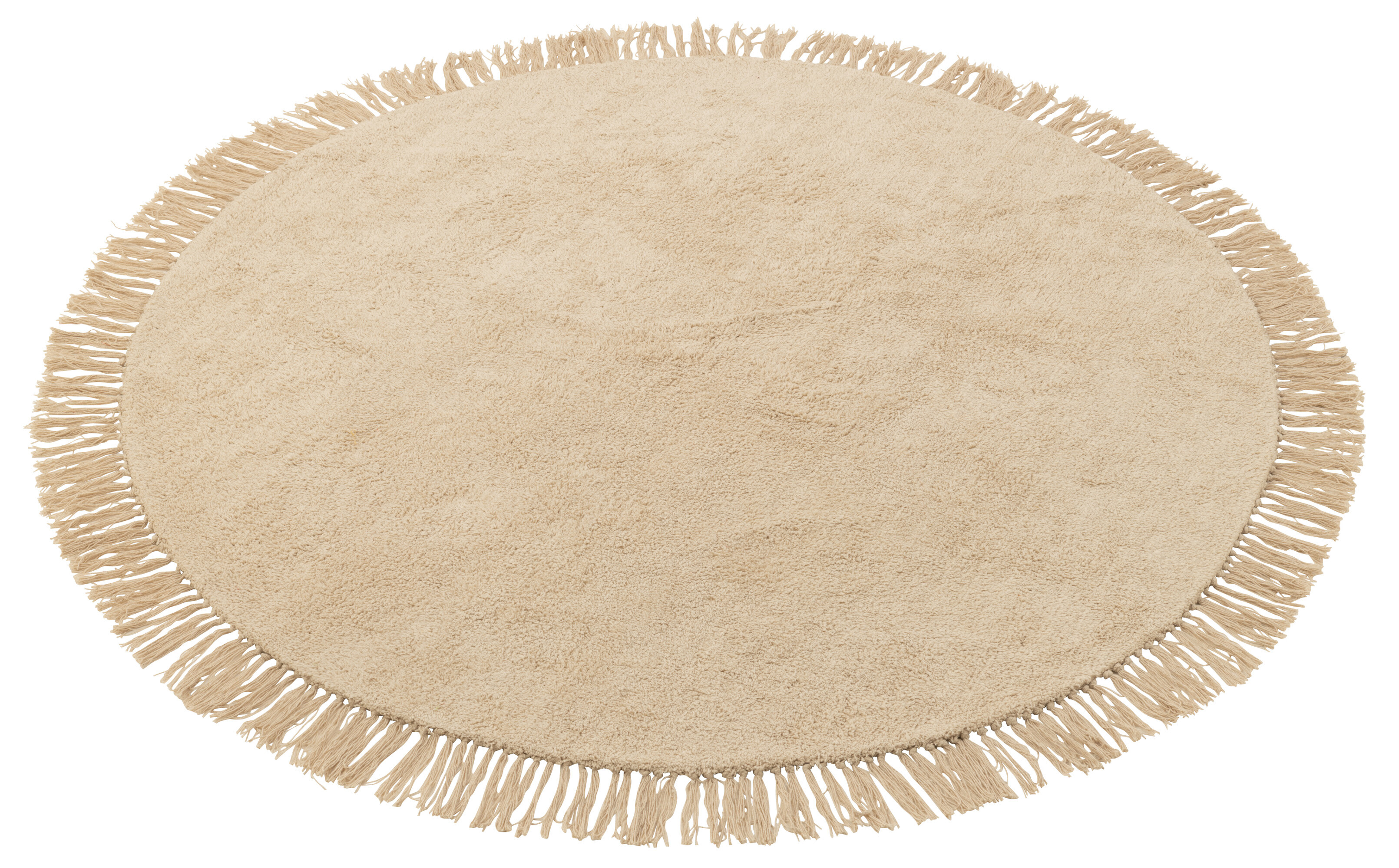 TAPIS ROND+FRANGES BEIGE CLAIR