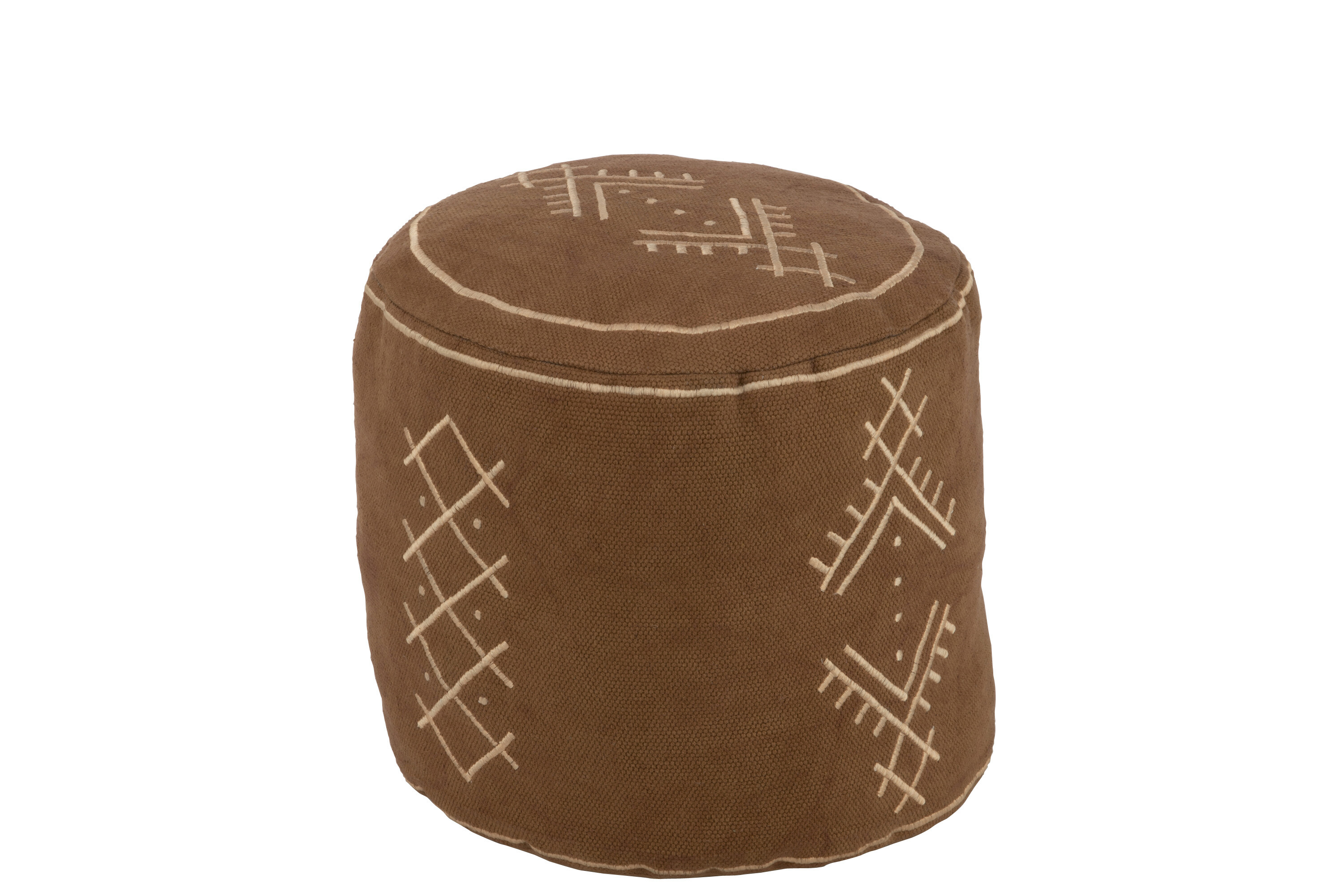 POUF CYL ETHNIQUE COT MARRON