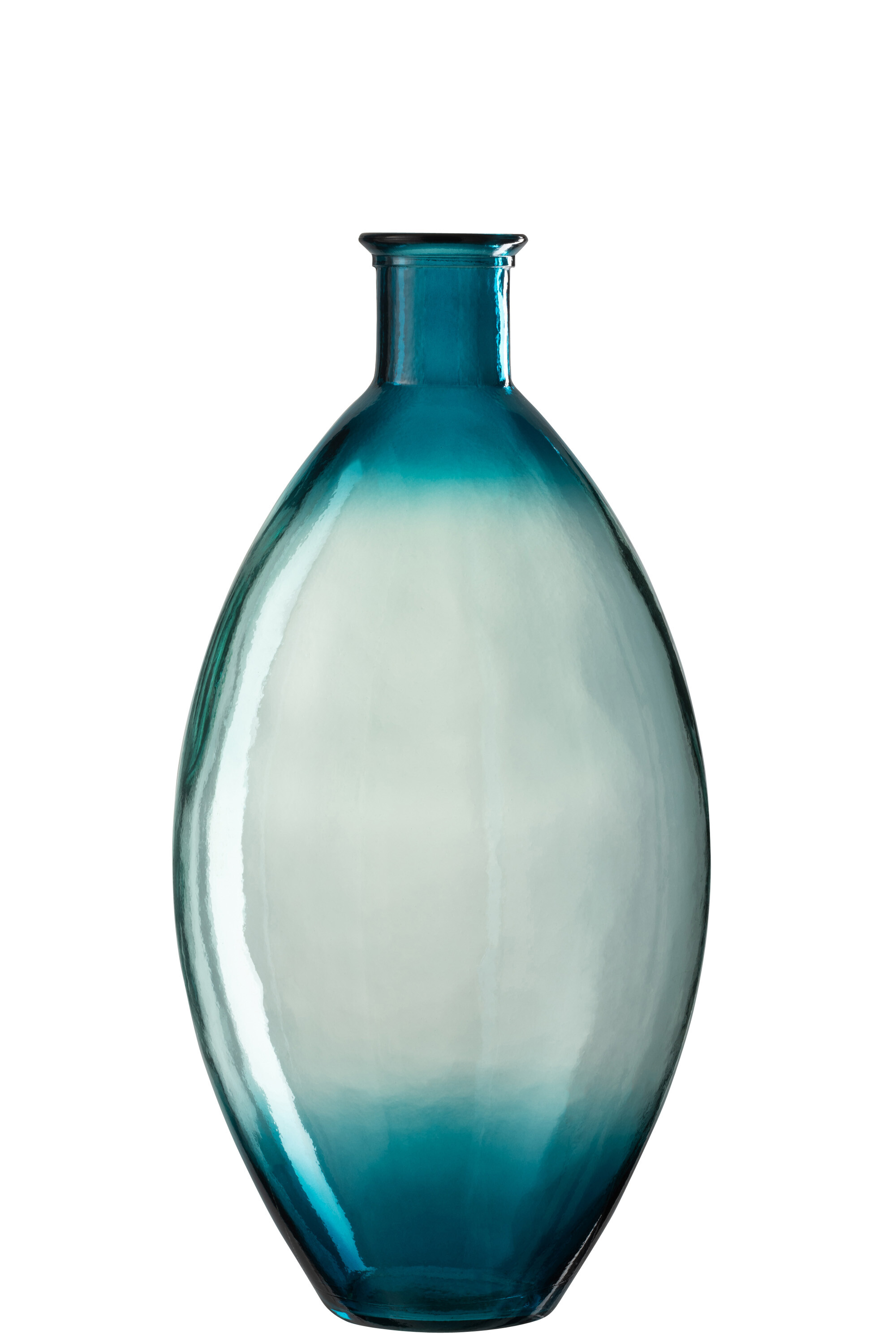 VASE OVALE VERRE TRANSP/BLEU