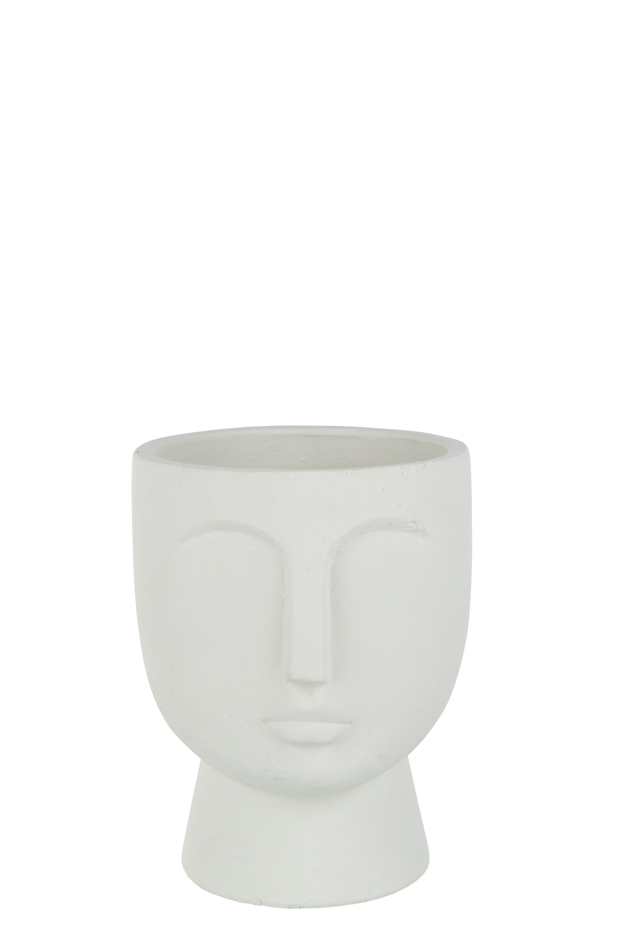 CACHEPOT VISAGE CIMENT BLANC L