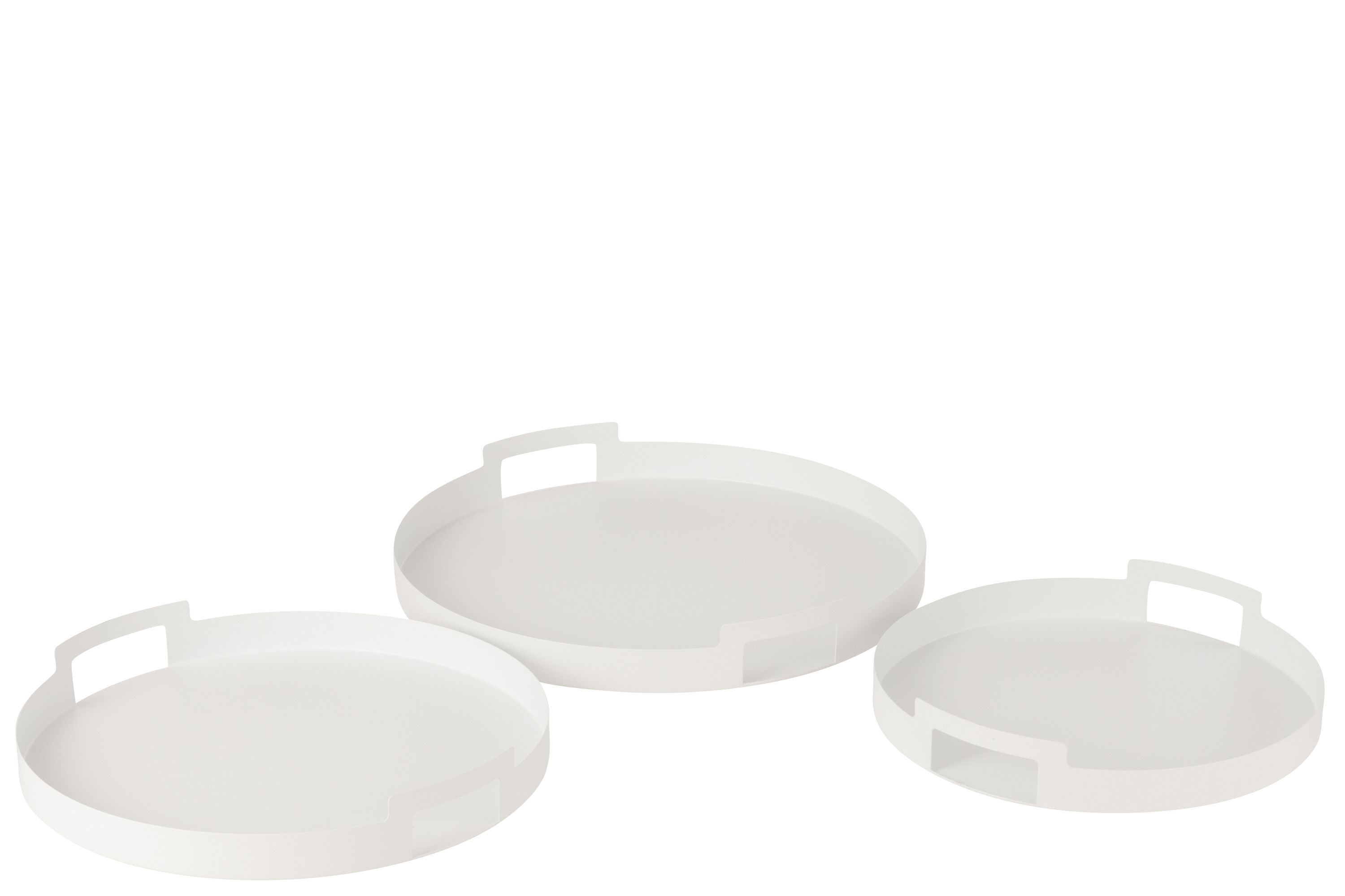 S/3 PLATEAU ROND METAL BLANC