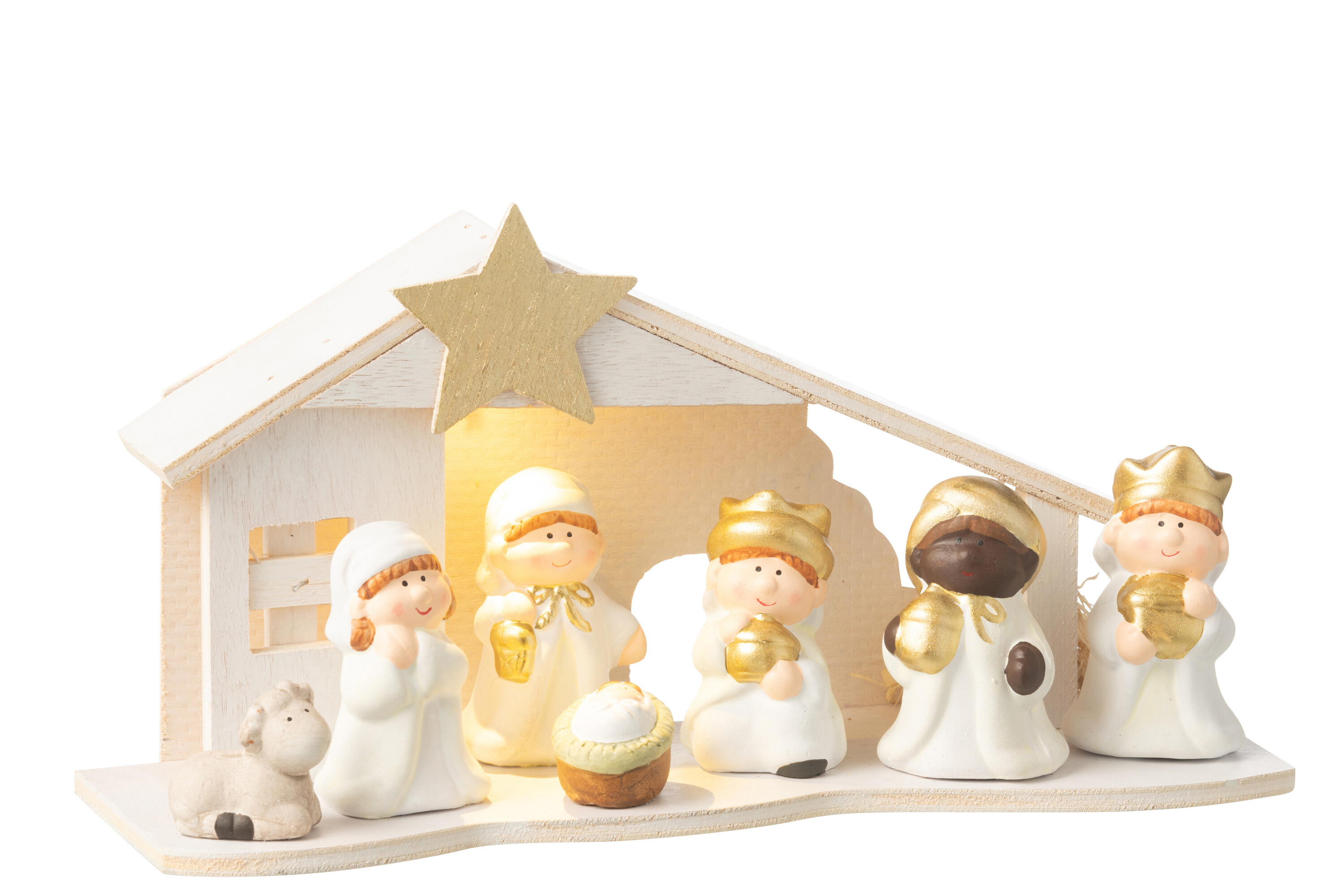 CRECHE LED PORCEL BLANC/OR L