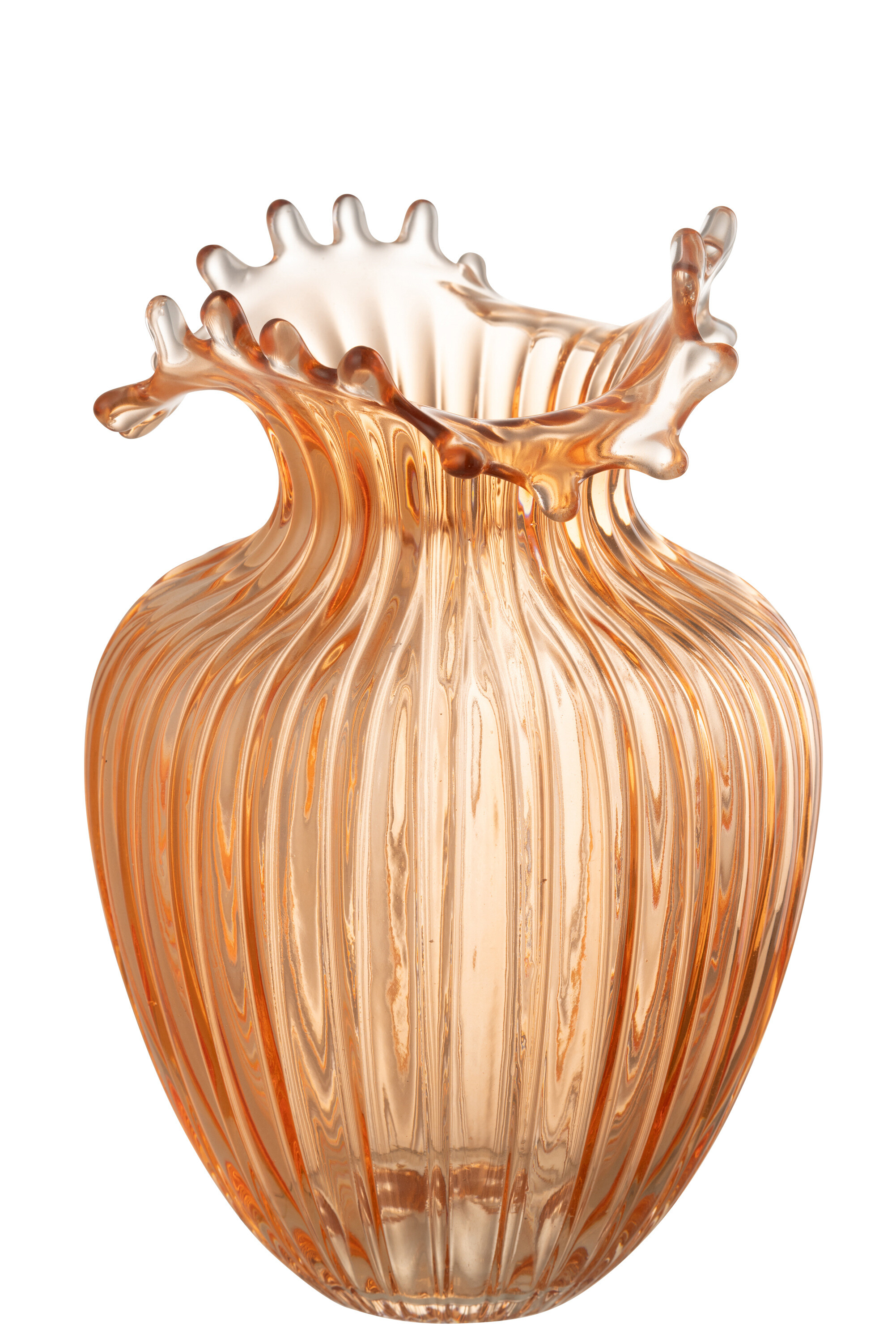 VASE FLEUR LIGNES VER ORANGE L