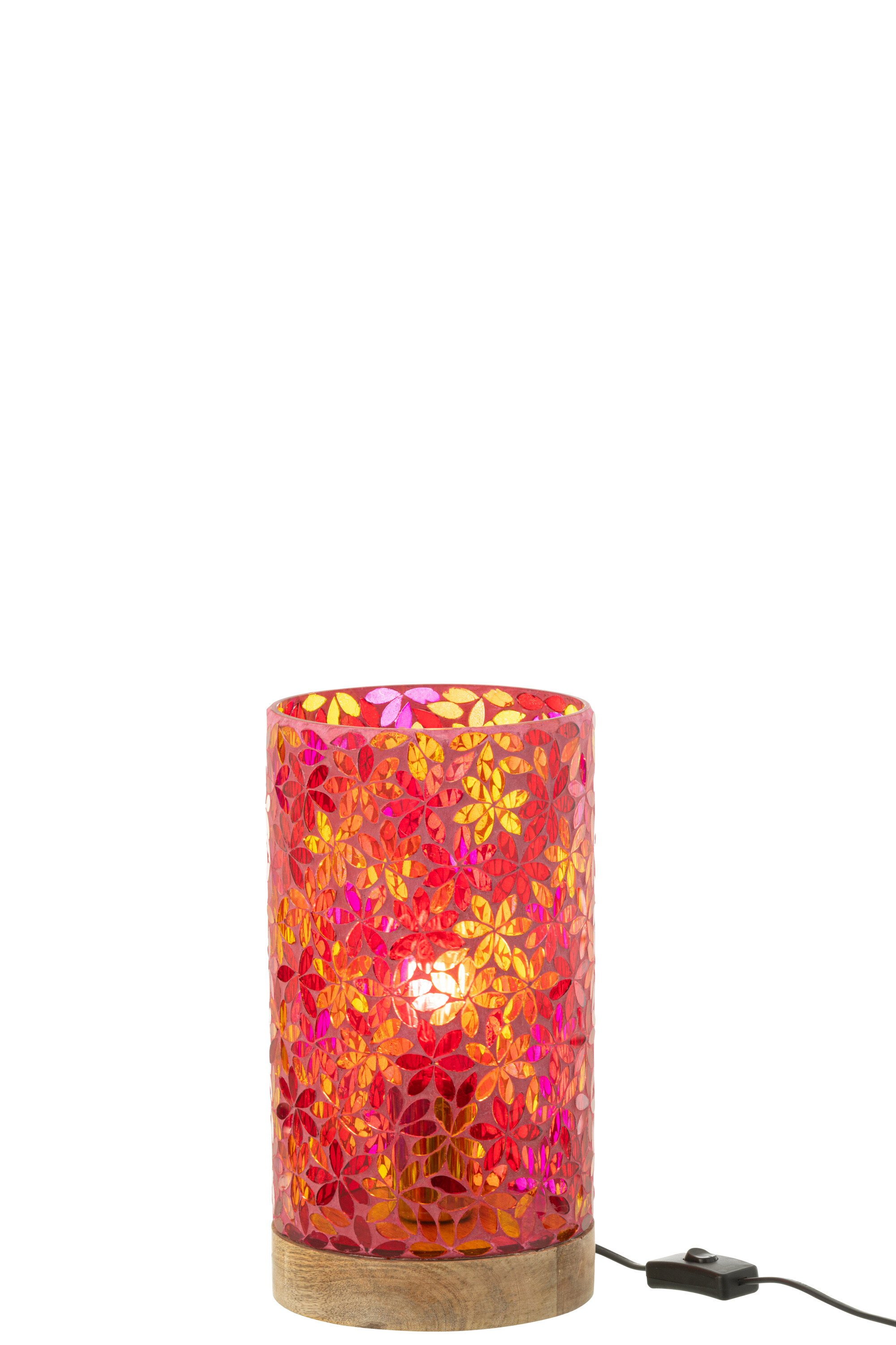 LAMPE FLEUR MOSAI VERRE ROS S