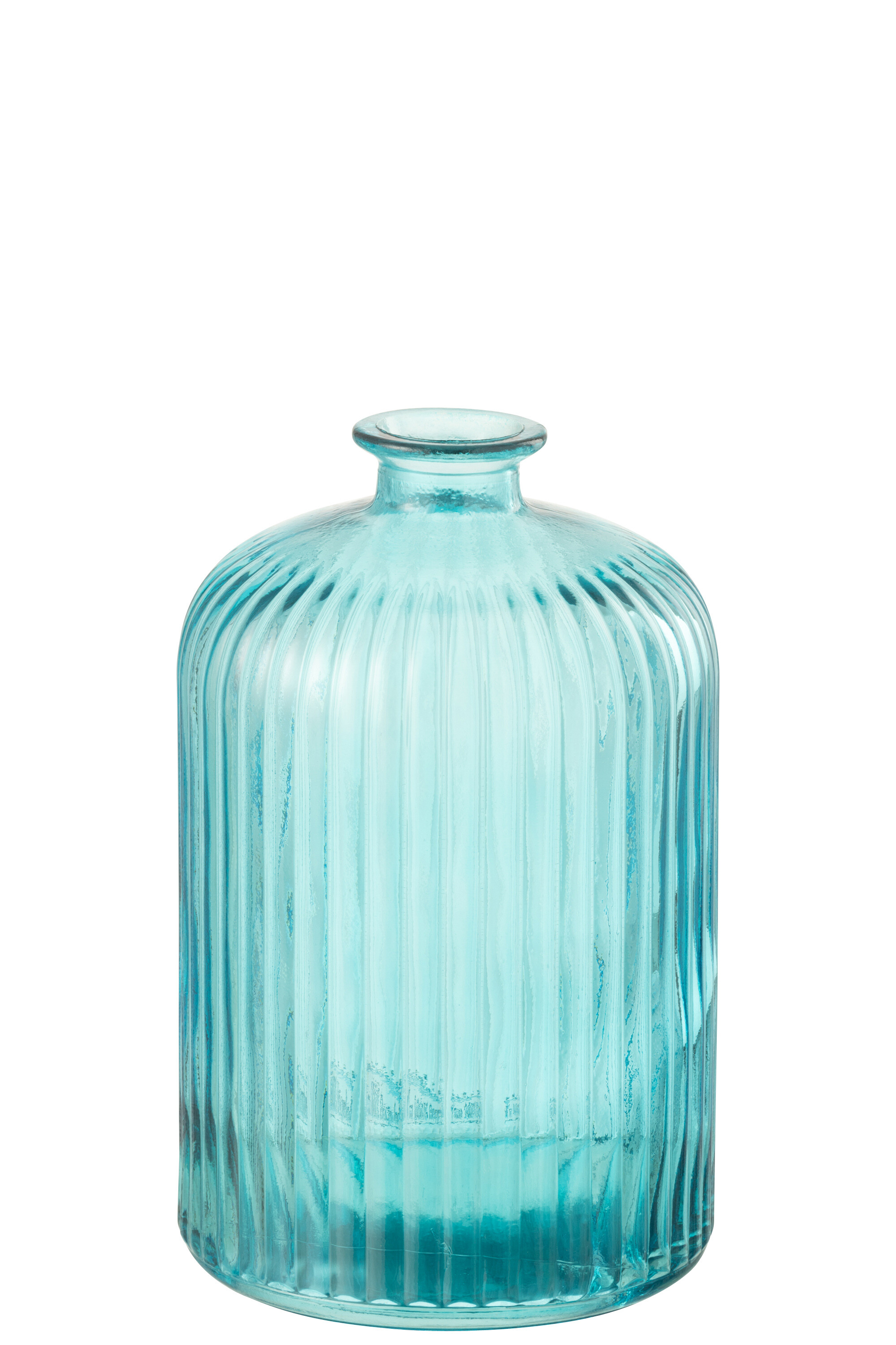 VASE BOTTLE STRIPE GL AQUA L