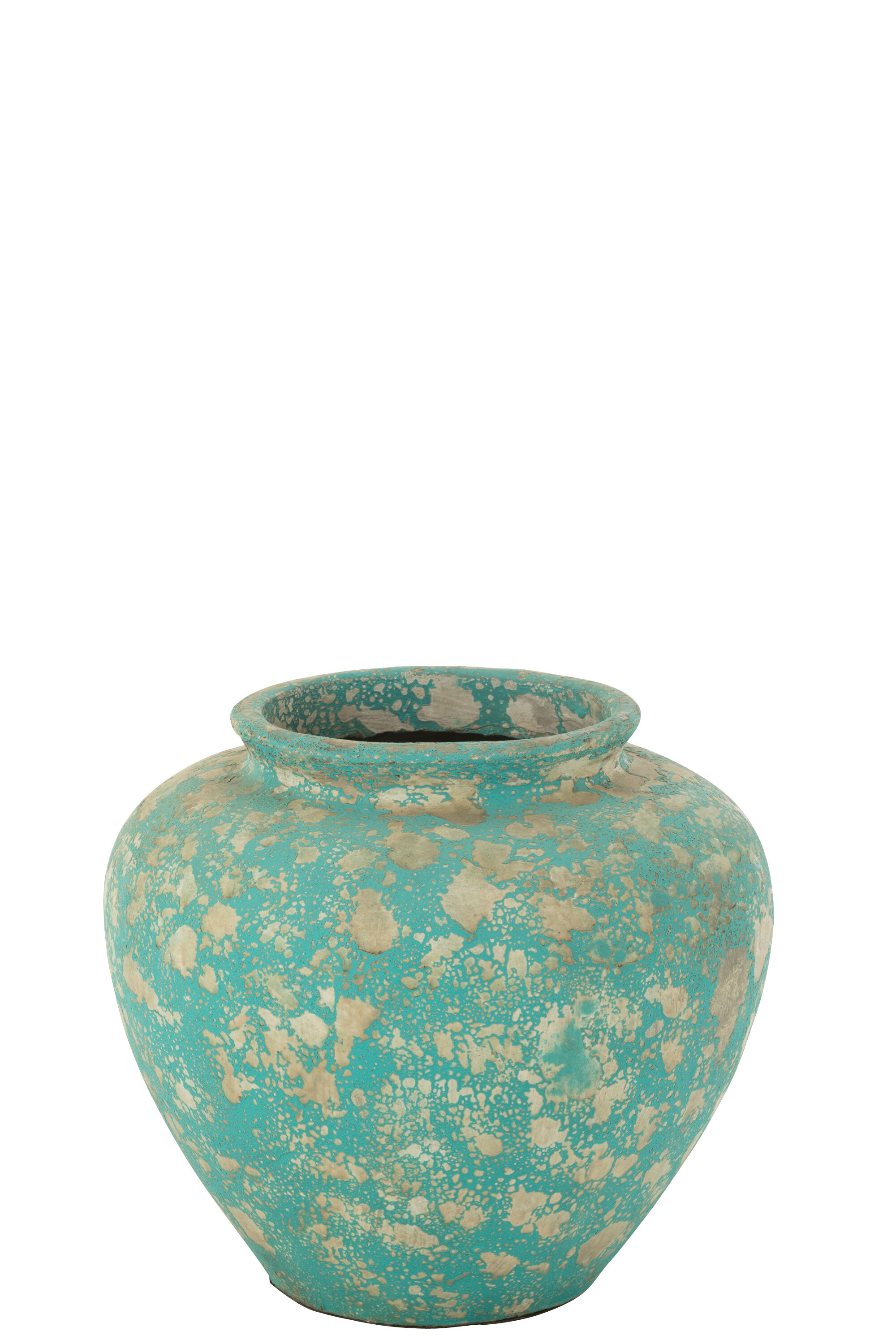 FLOWERPOT ANTIQUE RND CEME AZU