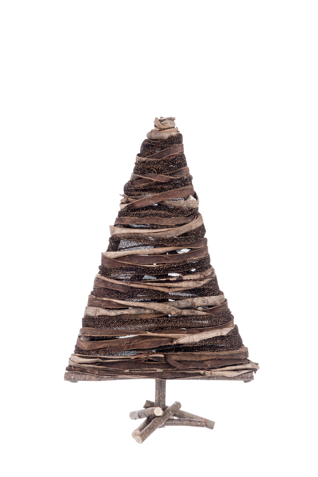 SAPIN DE NOEL DECO PAILL RUBAN/NAT S