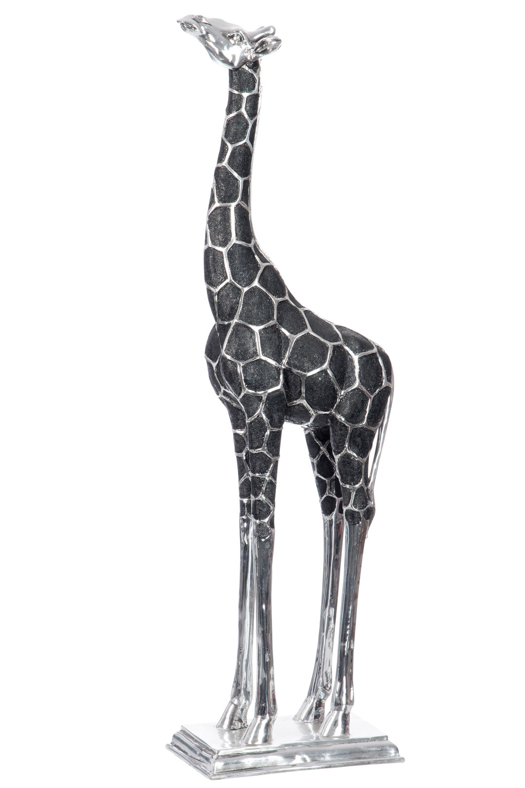 GIRAFE RESINE ARGENT