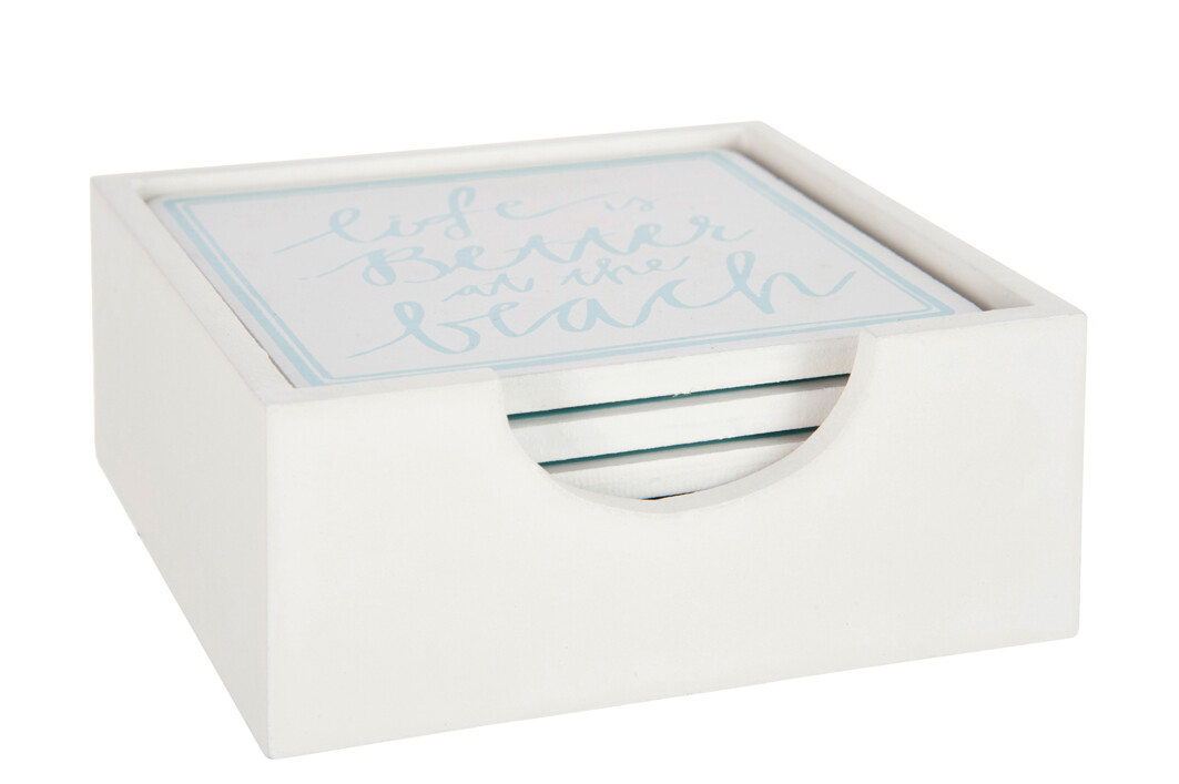 S/6 SOUS-VERRES MER MDF BLANC