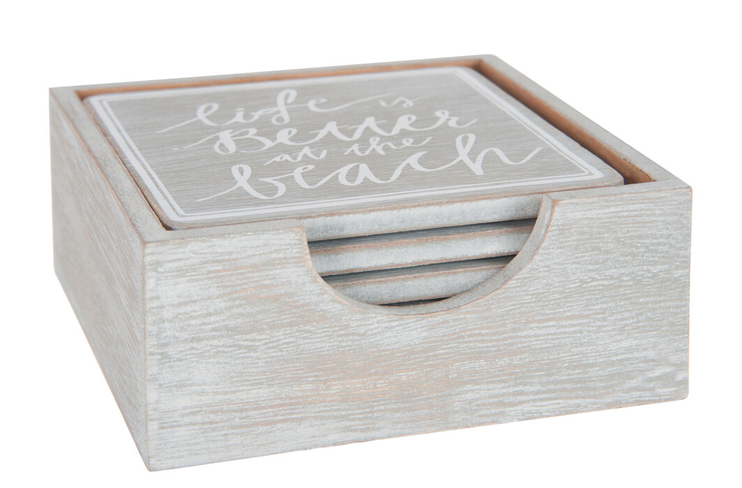 S/6 SOUS-VERRES MER MDF GRIS