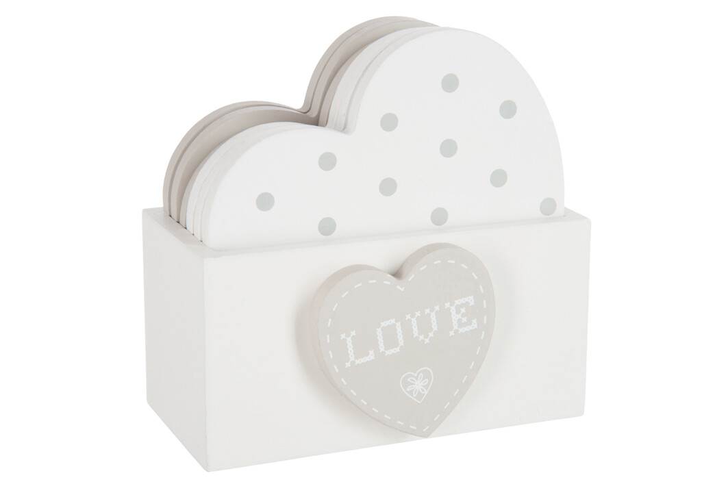 S/6 SOUS-VERRES COEUR MDF BLA