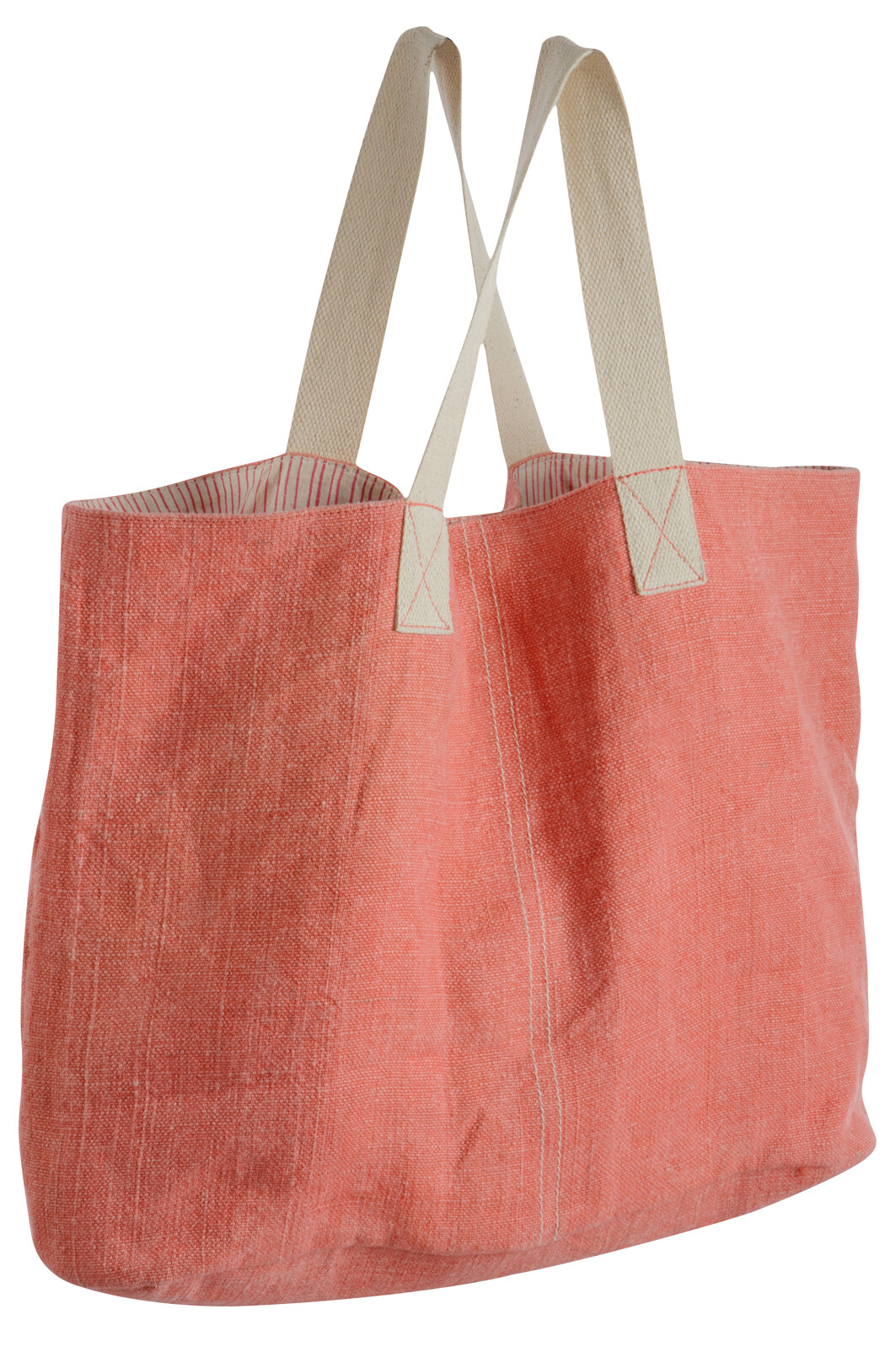 SAC DE PLAGE LIN COTON CORAIL