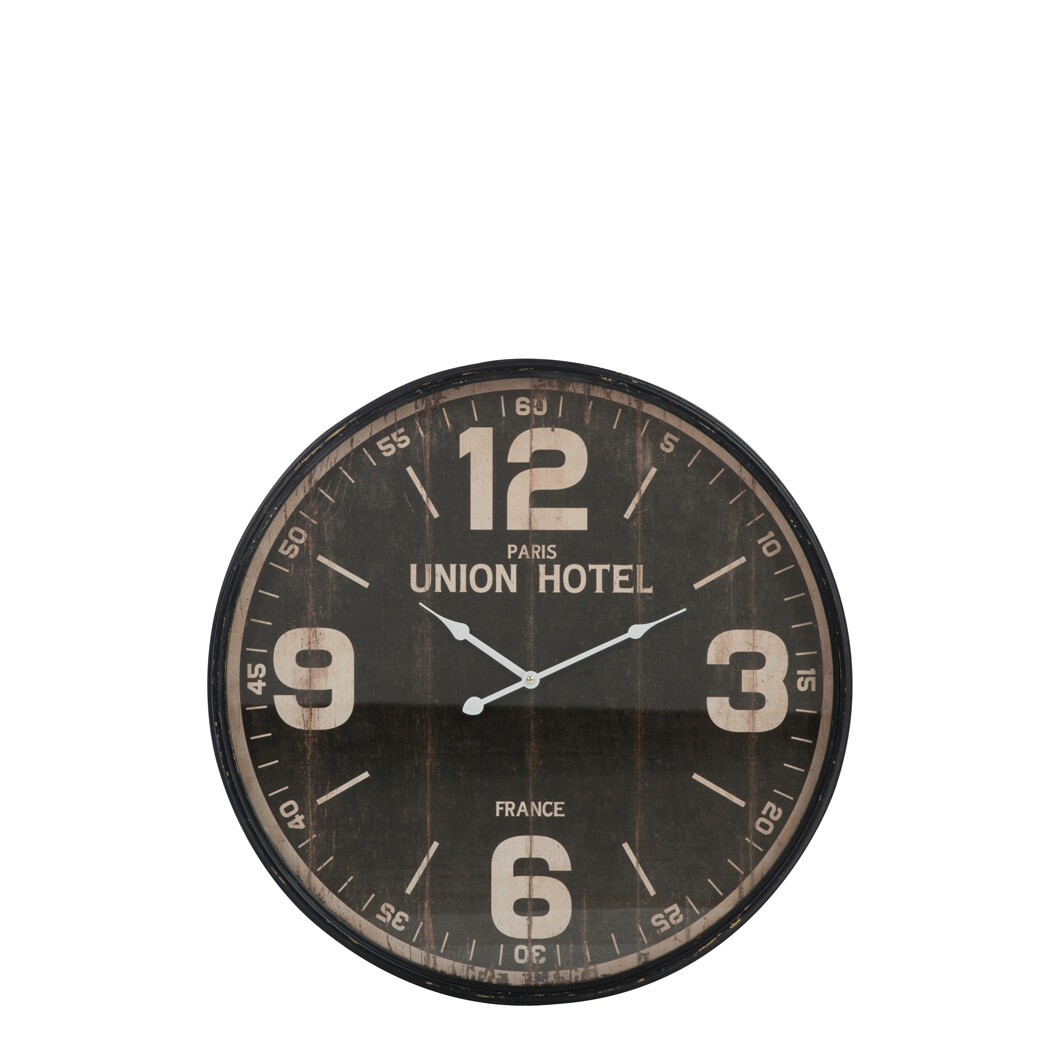 HORLOGE UNI HOTEL RND MET NOIR S