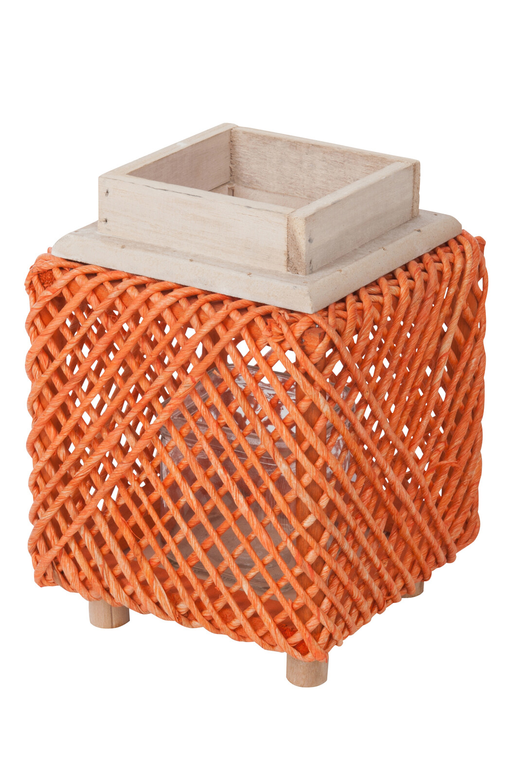 LANTERNE CARRE CORDE ORANGE