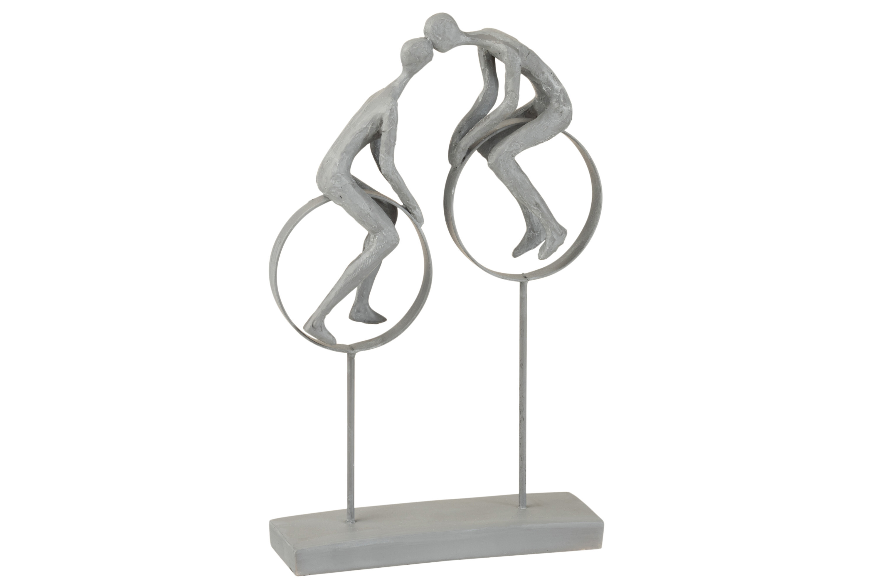 COUPLE SUR CERCLE RESINE GRIS