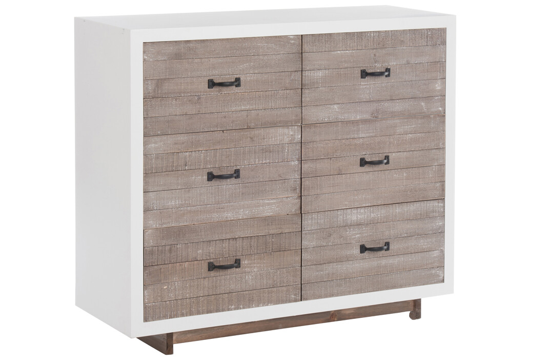 COMMODE 6 TIR BOIS BLC/NAT