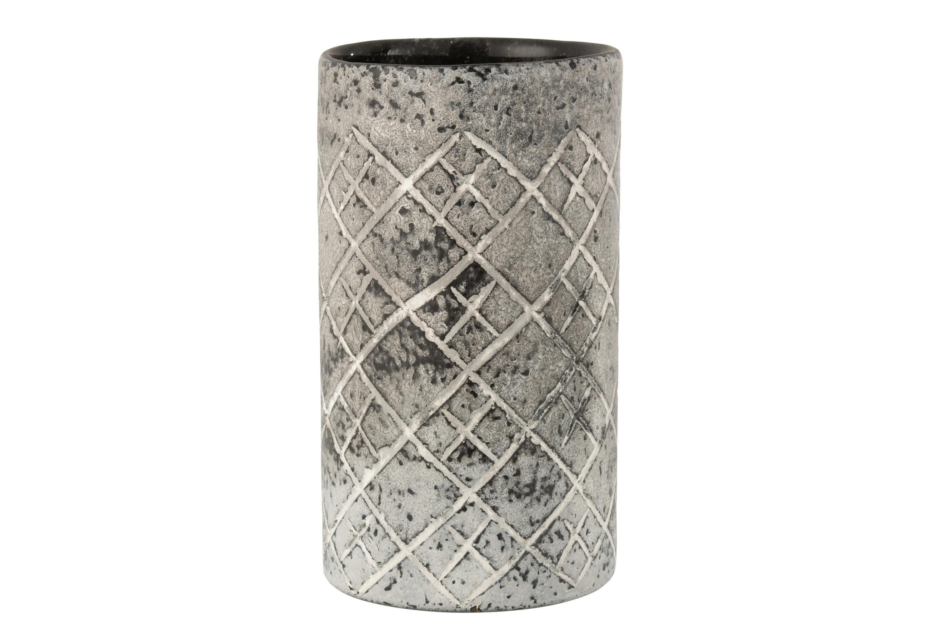 VASE QUADRILLE VERRE GRIS