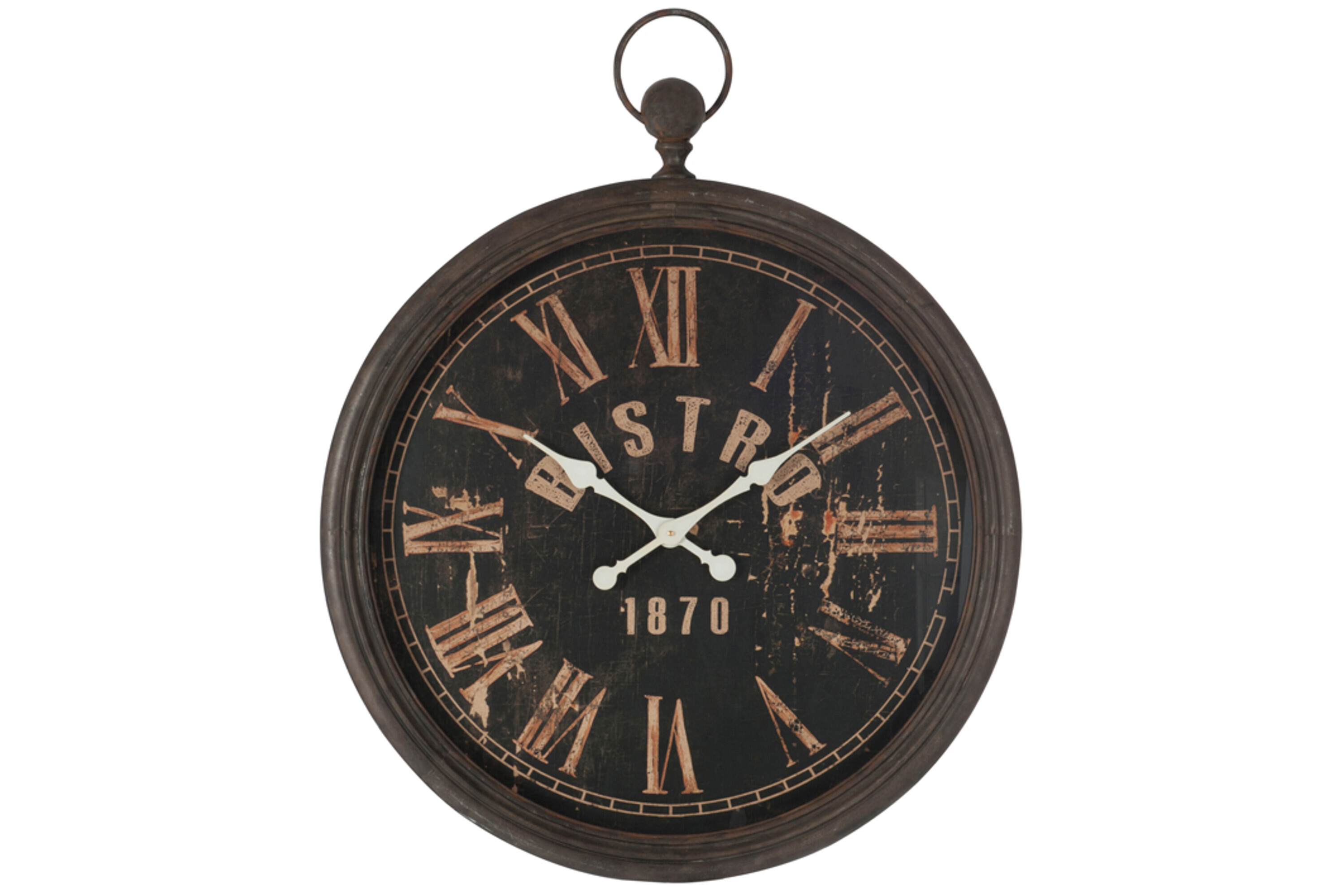 HORLOGE BISTRO METAL NOIR L