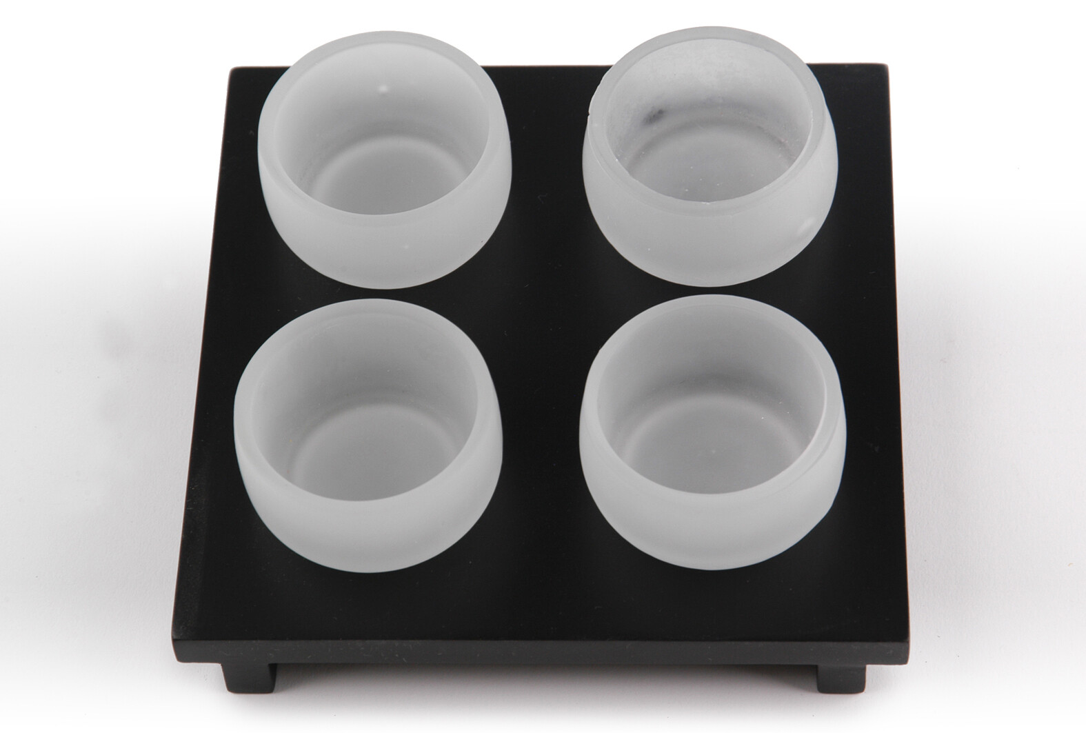 BOUGEOIR SANA 4PC MET. NOIR/VERRE MAT