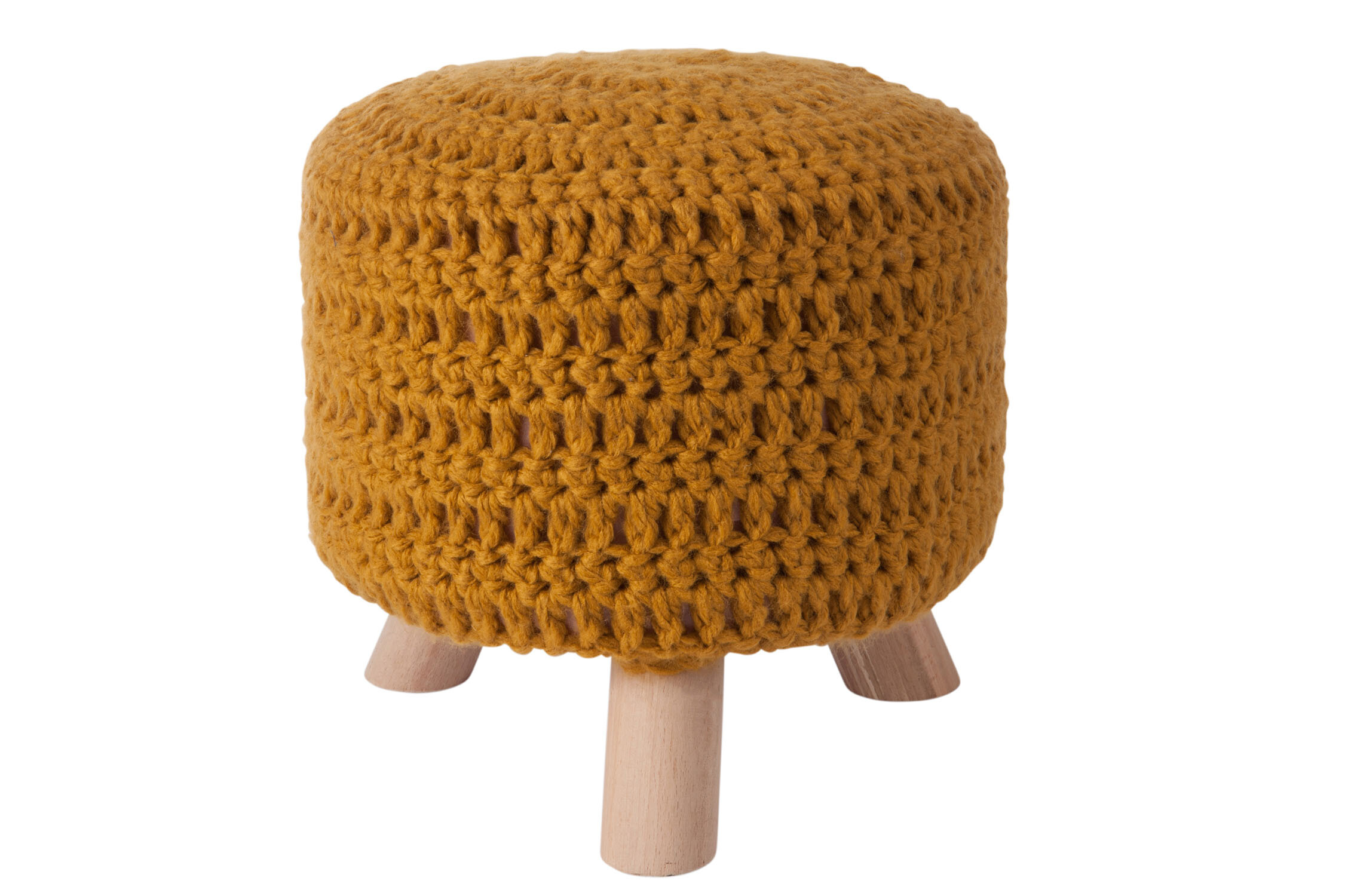 POUF ROND LAINE OCRE