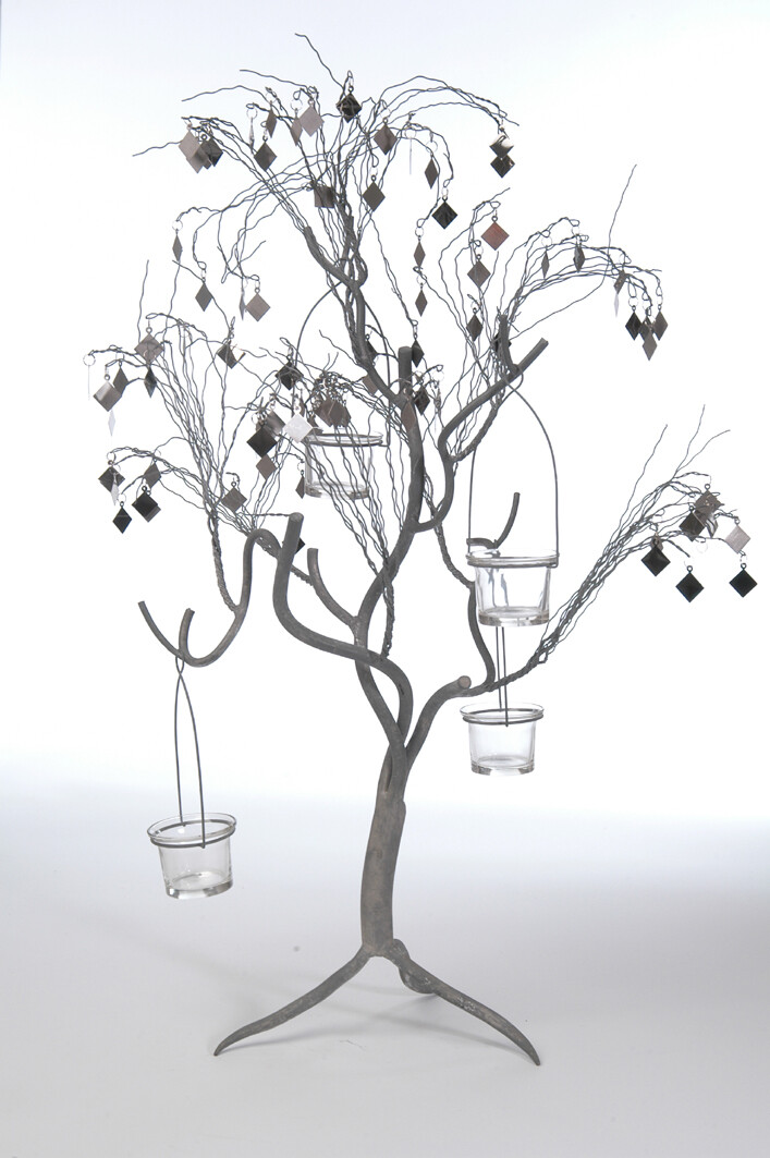 CHANDELIER ARBRE 4V MIROIRS FF GRIS