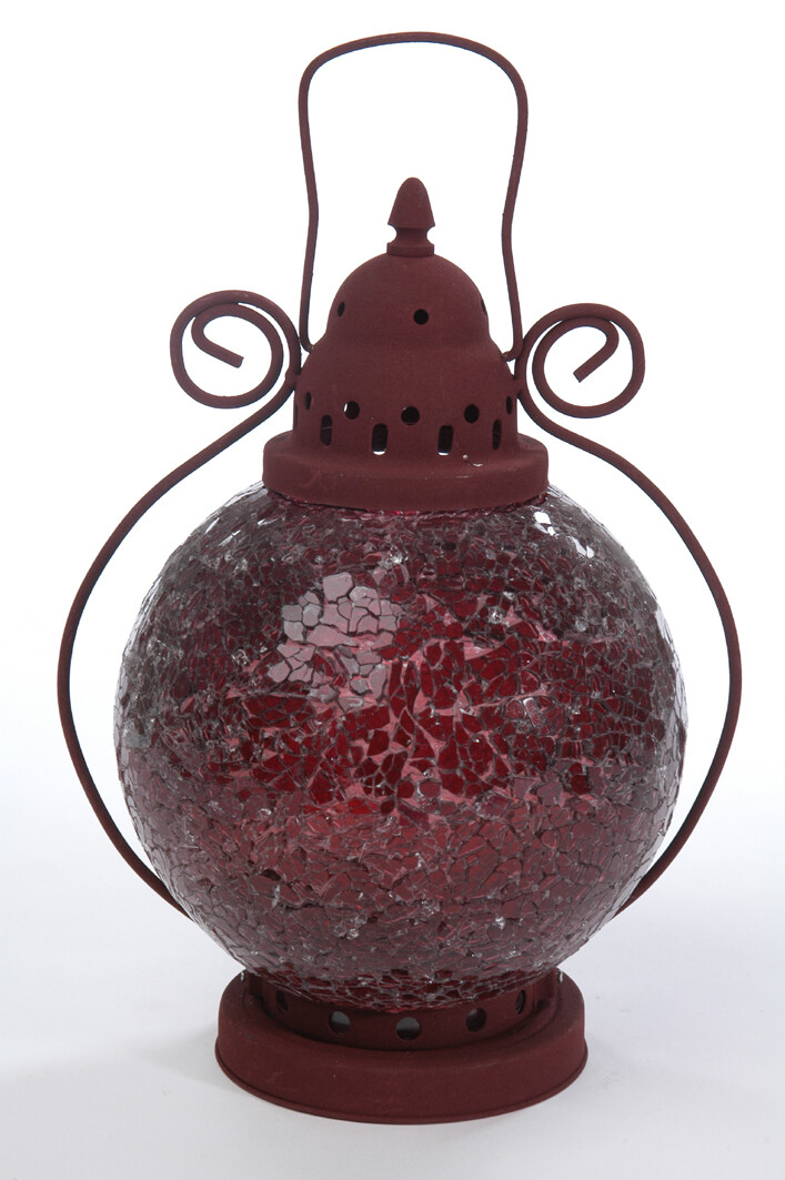 LANTERNE MOSAIQUE VERRE ROUGE