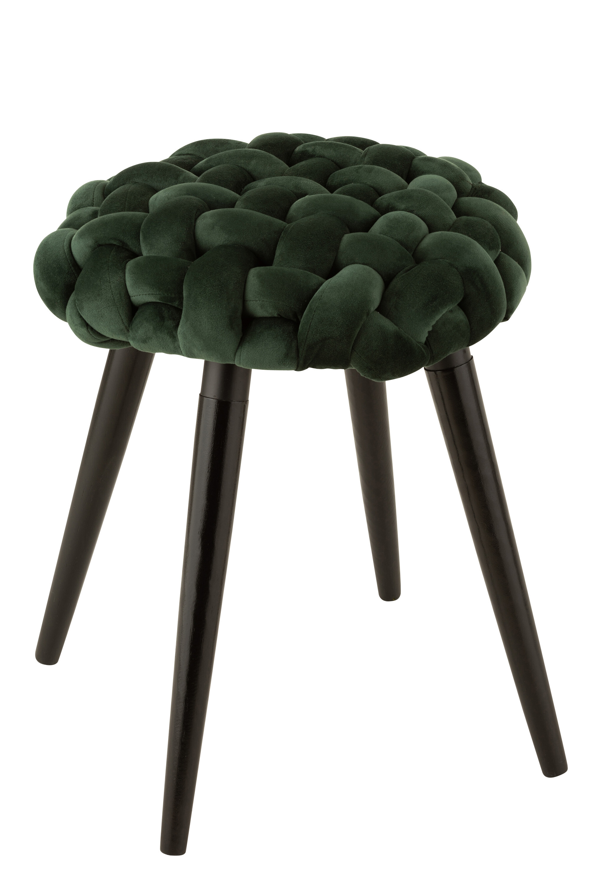 TABOURET TRESSE VELOU VER/NOIR