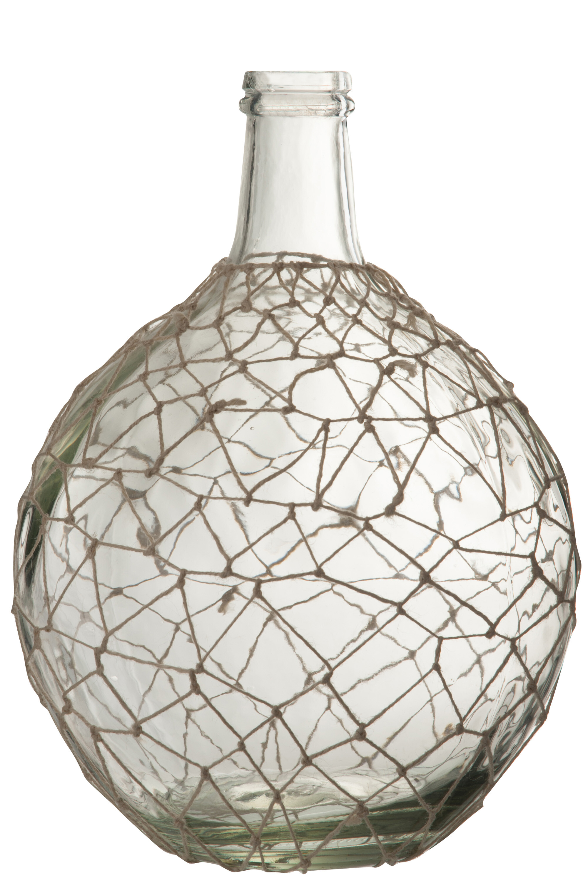 VASE BOULE FILET VERRE/CORDE TR/BLA