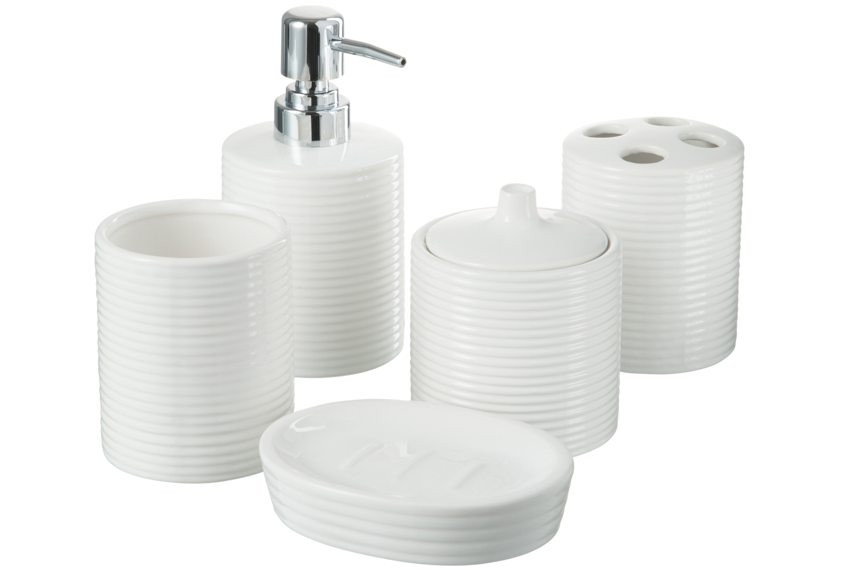 B/5 SET SALLE DE BAIN CER BLA 32X20X9CM