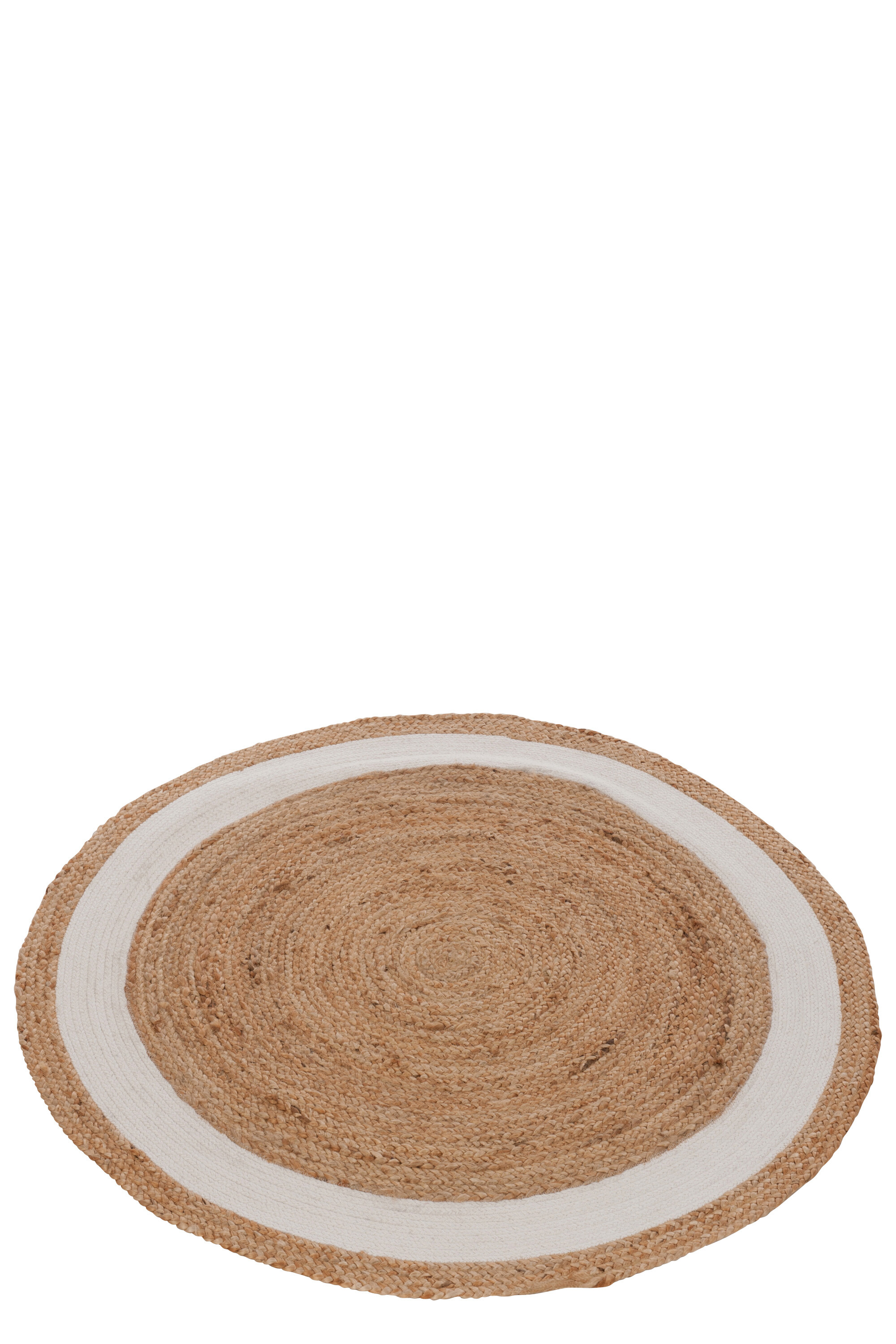 TAPIS ROND JUTE/COT NAT/BLANC