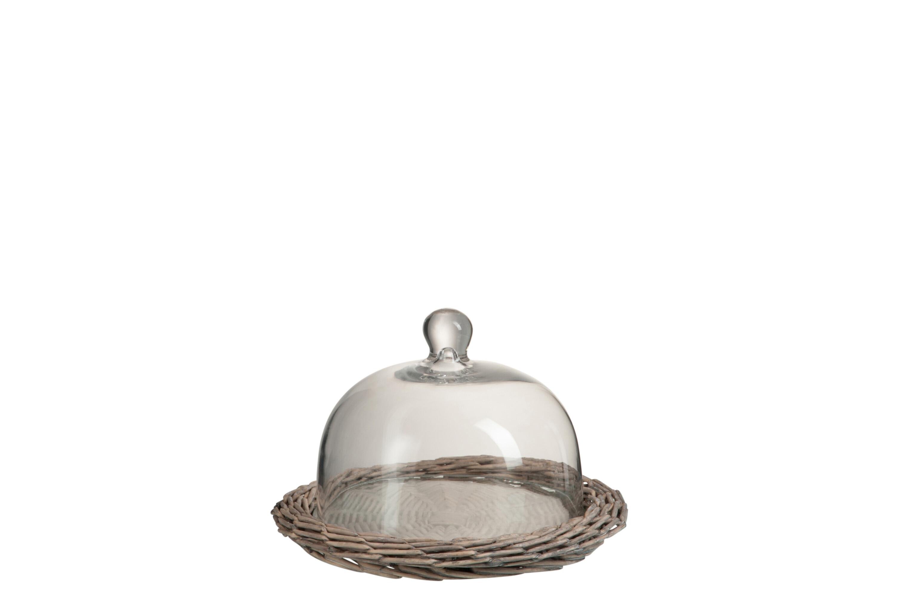 CLOCHE RONDE VERRE ROTIN NAT