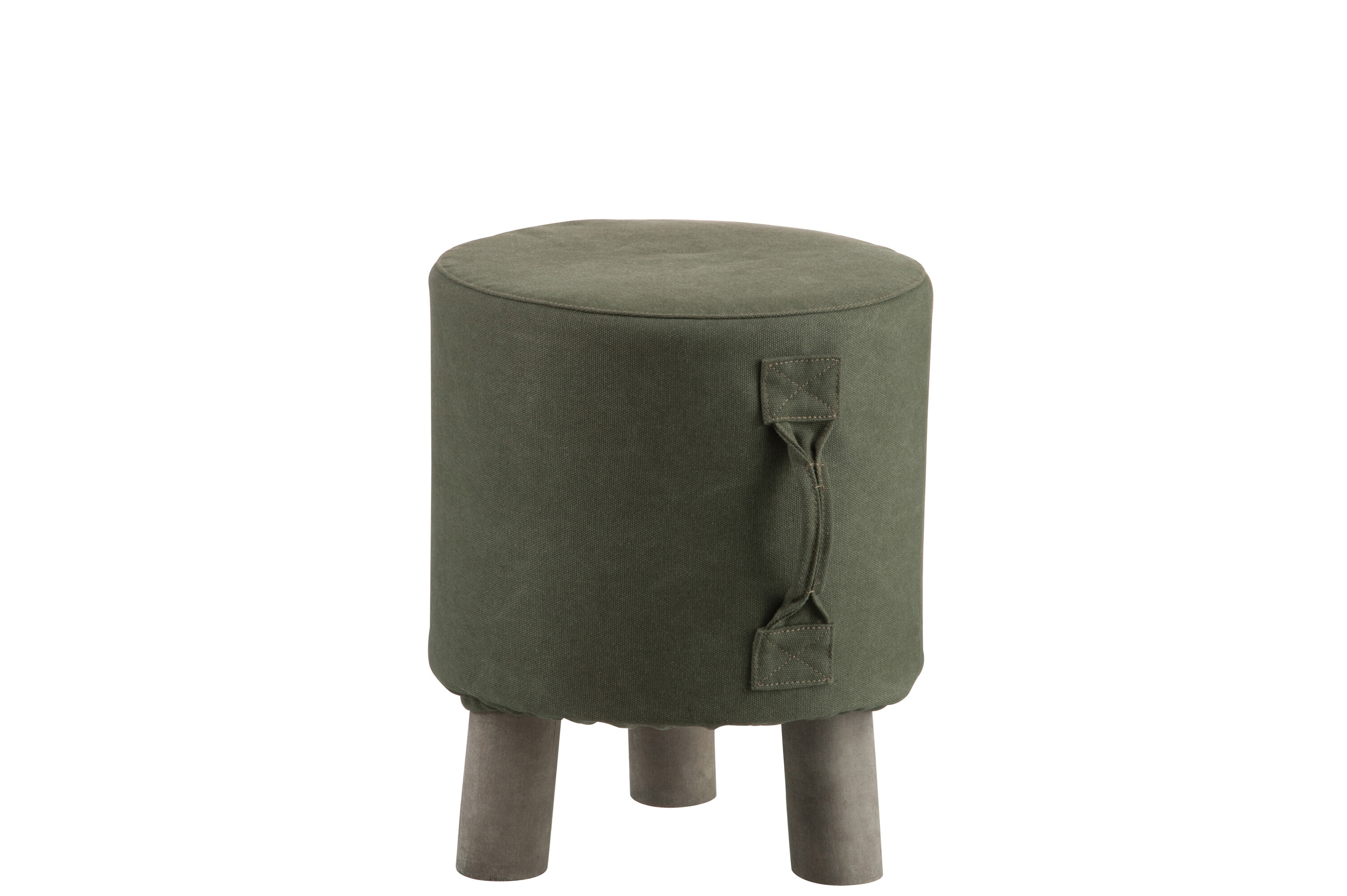 POUF ROND CANEVAS VERT