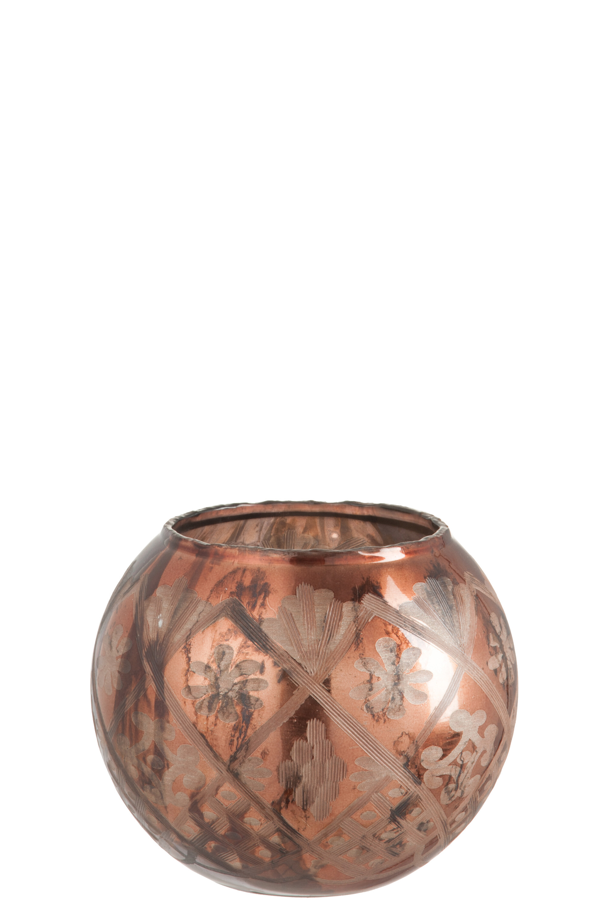 VASE BOULE VERRE BRONZE L