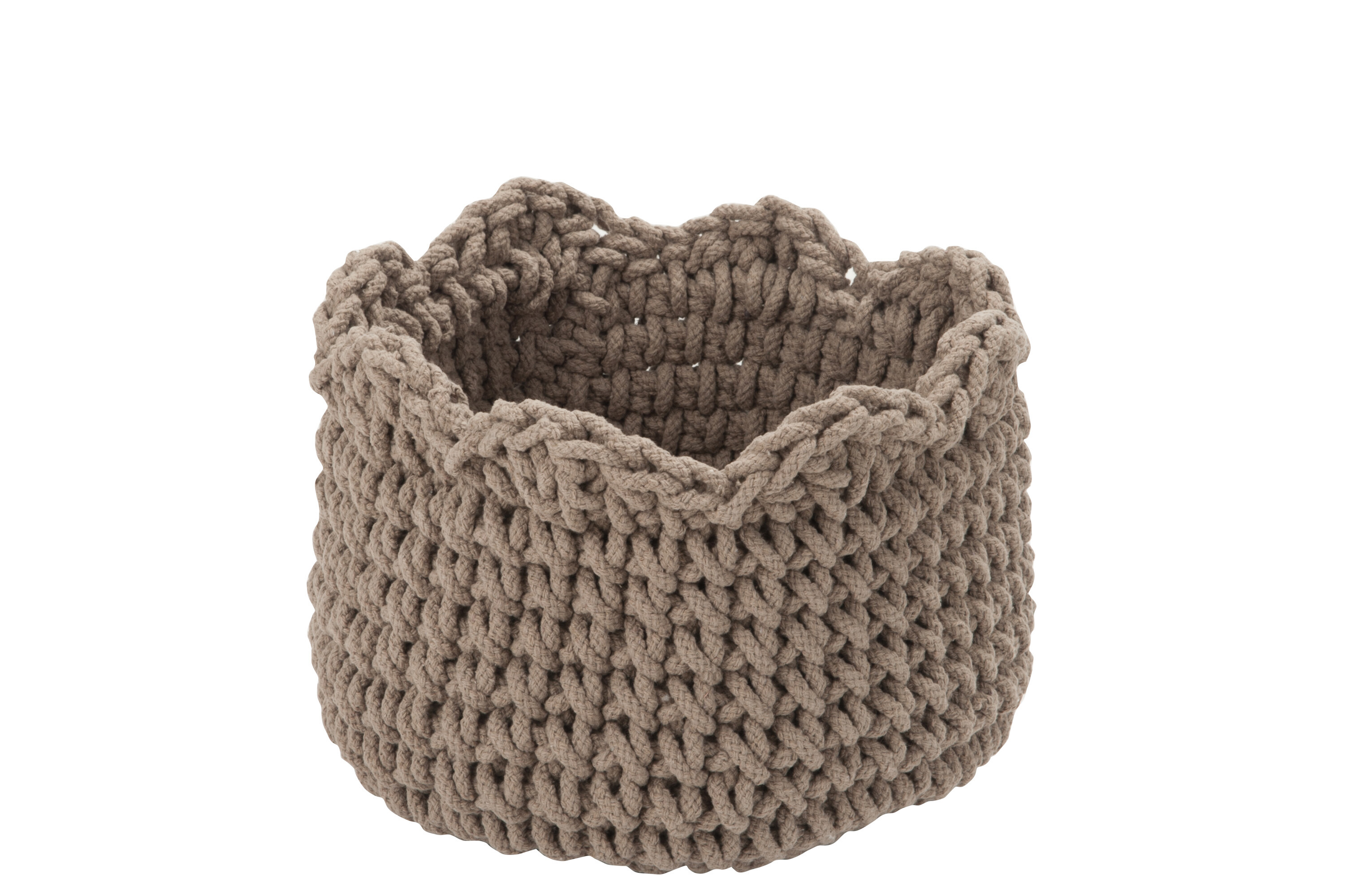 PANIER ROND CROCHET COT TAUPE