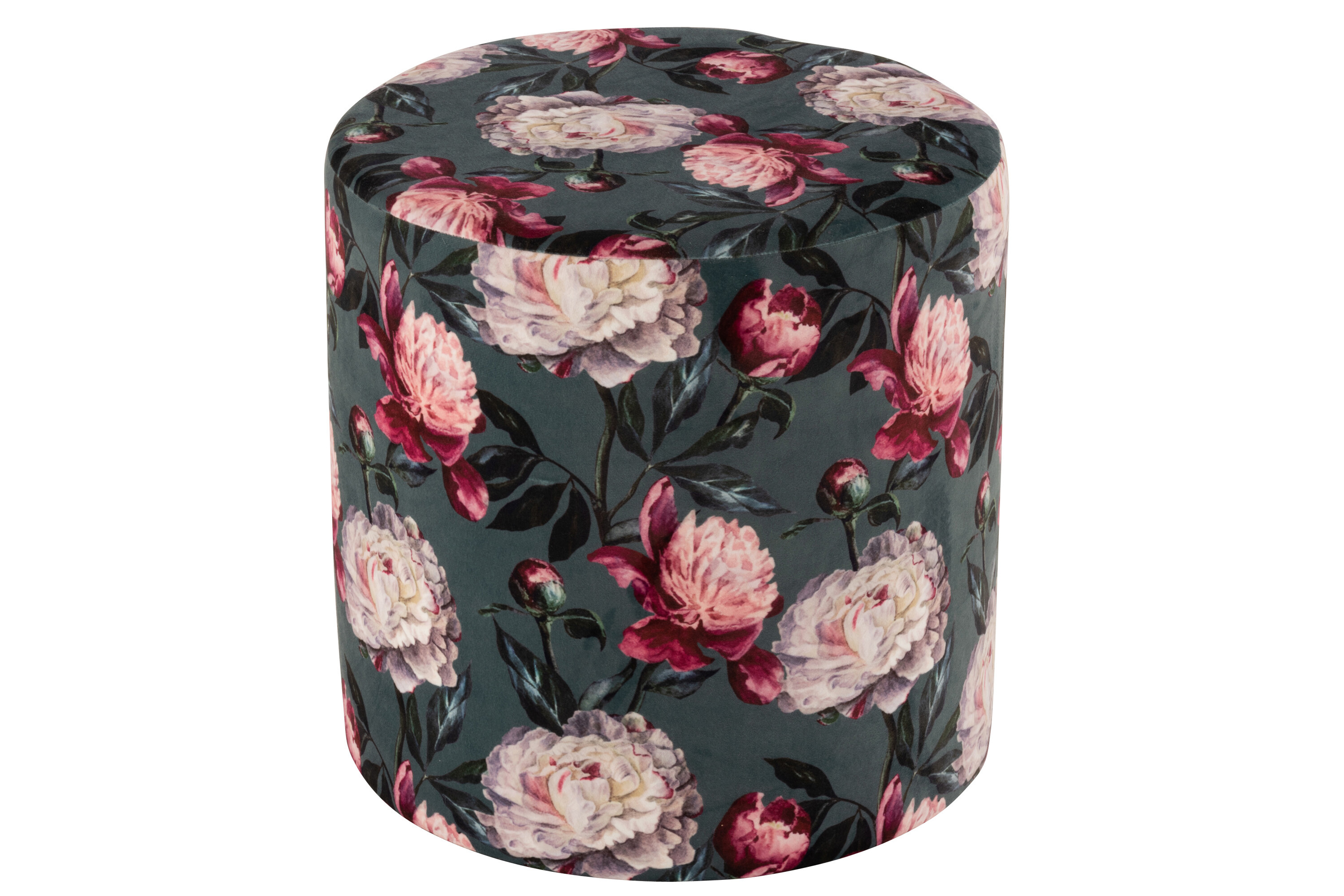 POUF FLEURS VELOURS VERT