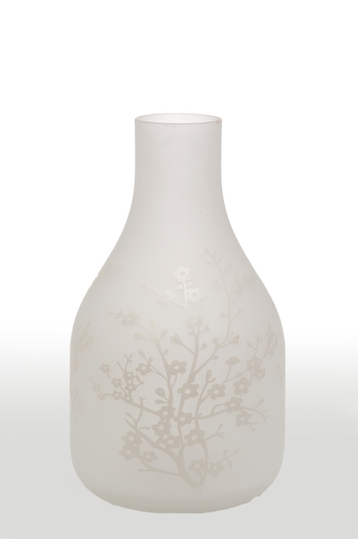 VASE FLEUR VERRE DEPOLI BLANC S