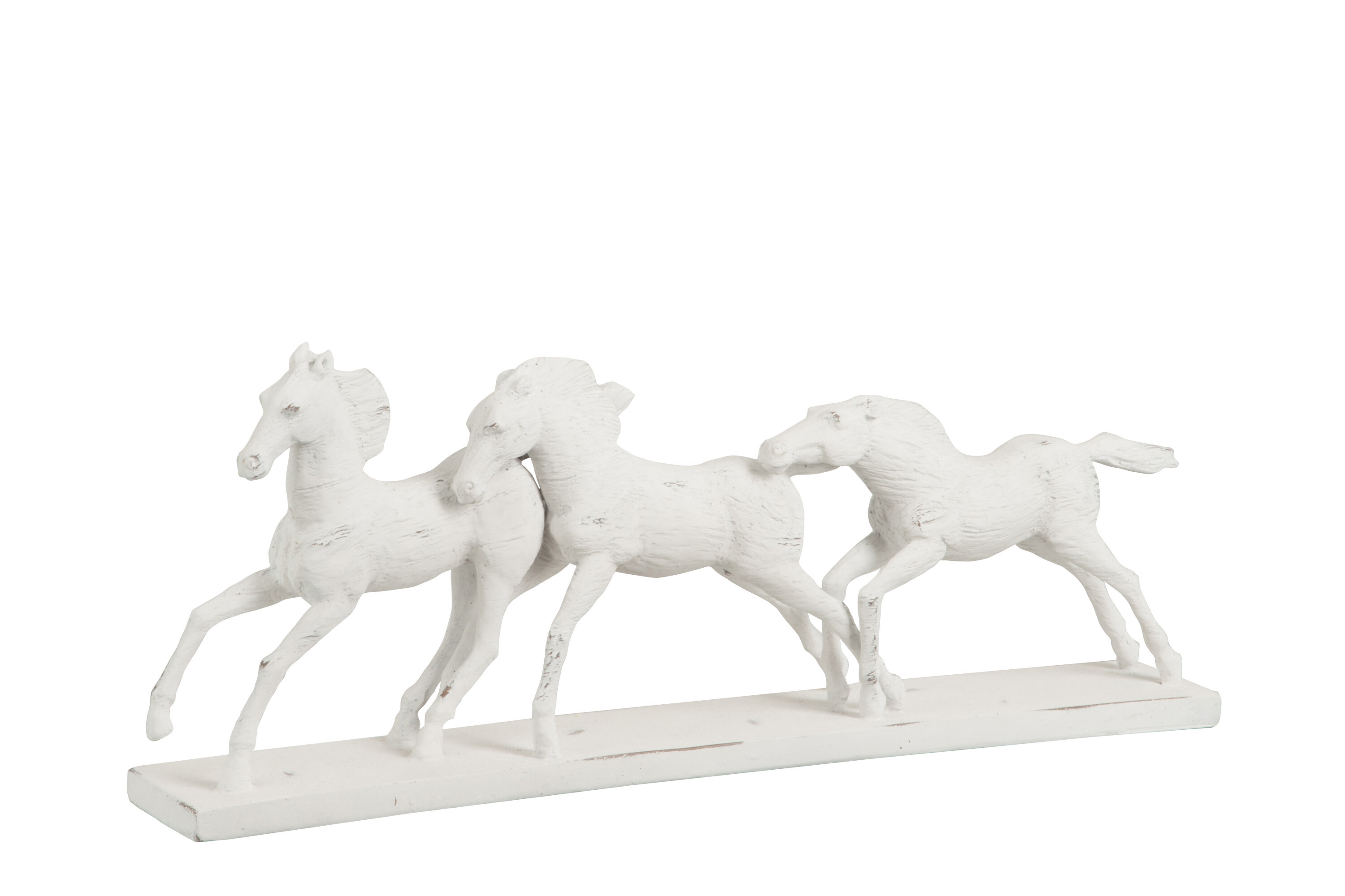 CHEVAUX 3PARTIES RESINE BLANC