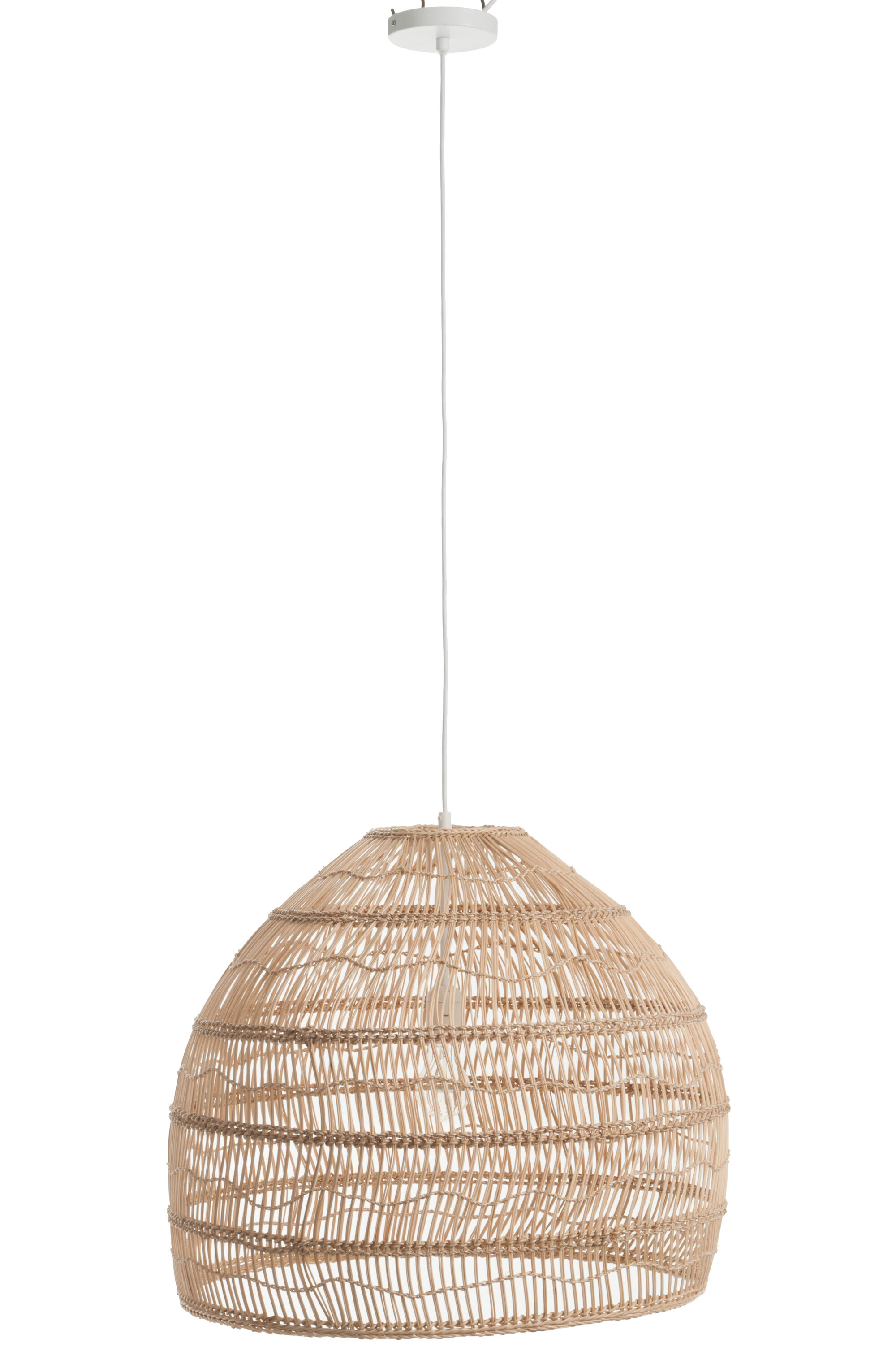 LAMPE SUSP BOULE ROTIN NATUREL